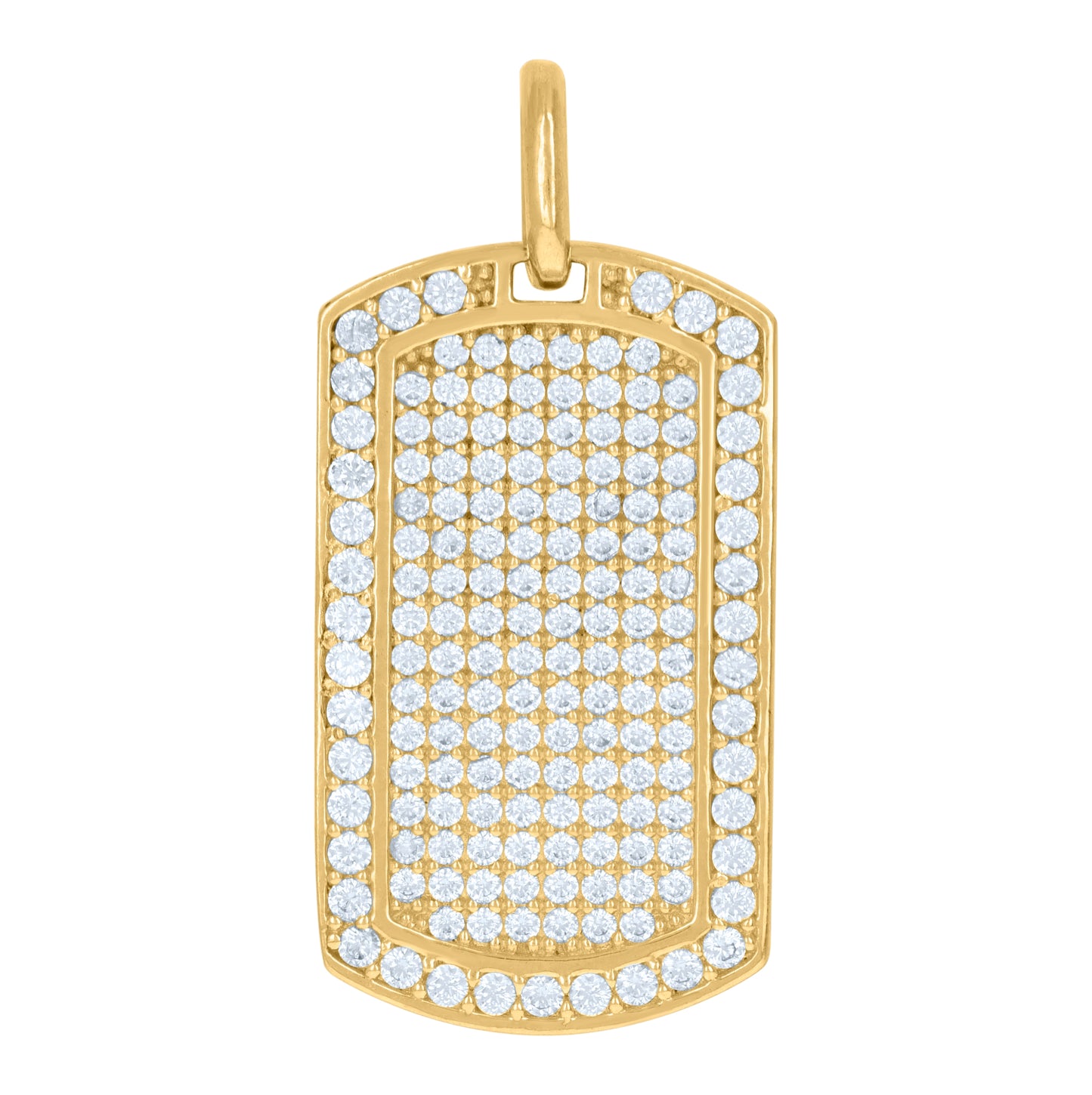 10K Yellow Gold Mens Cubic-Zirconia Dog Tag Charm Pendant