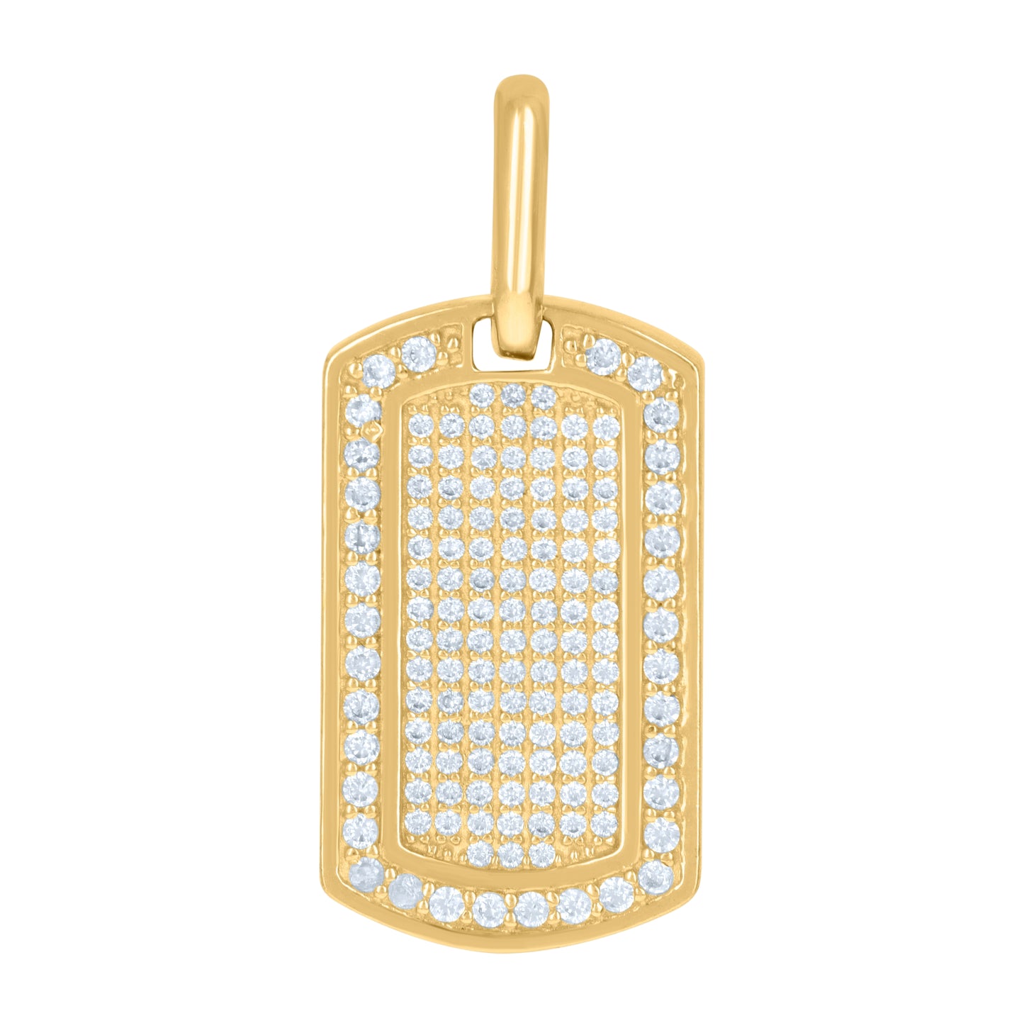 10K Yellow Gold Mens Cubic-Zirconia Dog Tag Charm Pendant