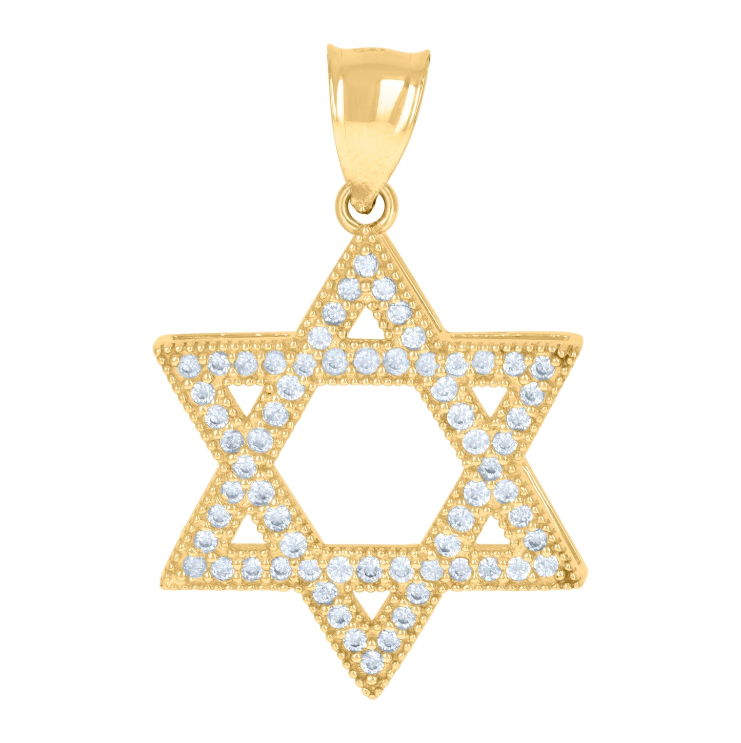 10K Yellow Gold Mens Cubic-Zirconia Star Of David Religious Symbol Charm Pendant