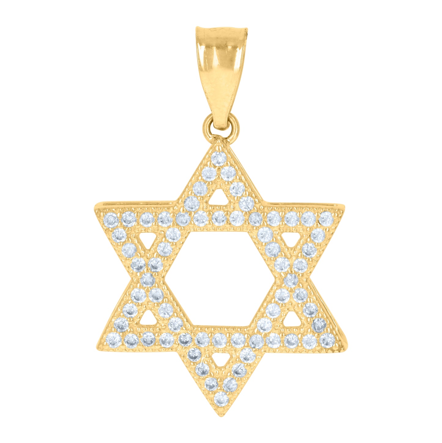 10K Yellow Gold Mens Cubic-Zirconia Star Of David Religious Symbol Charm Pendant