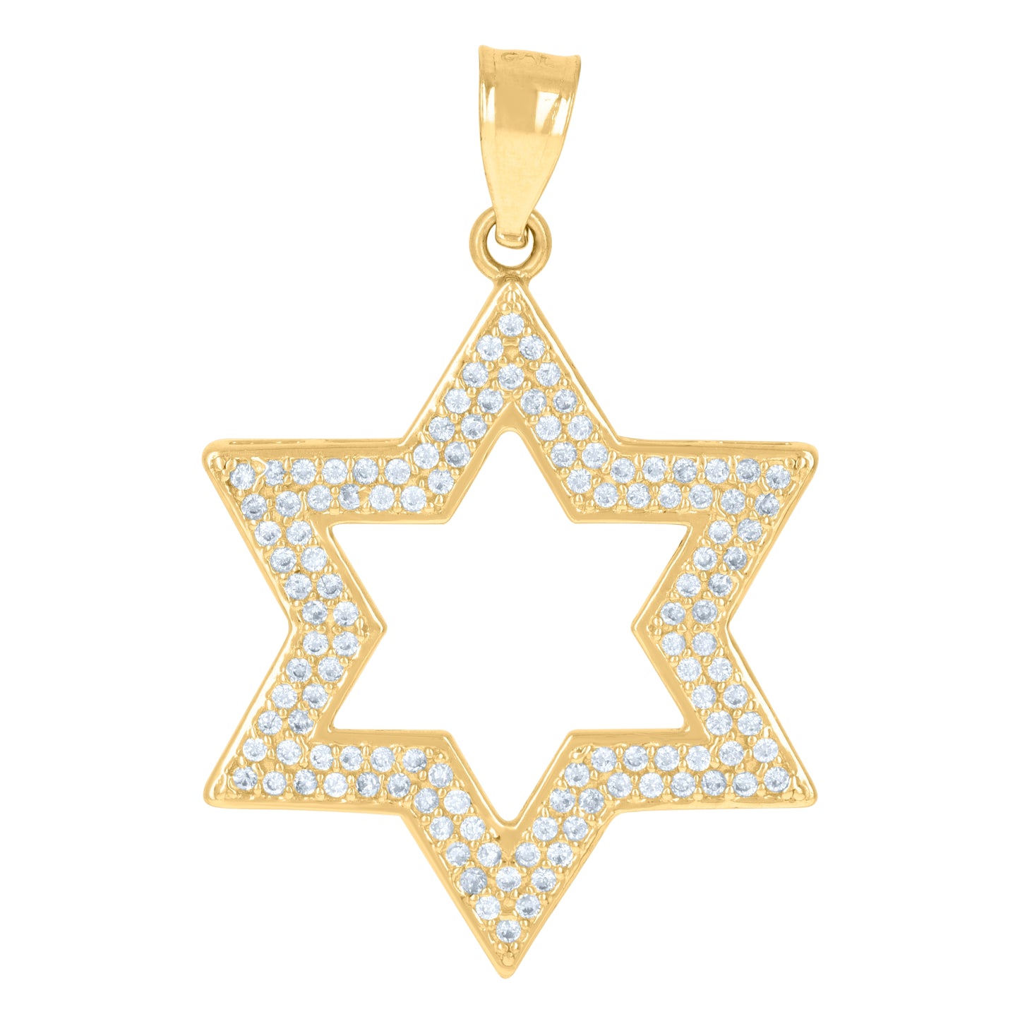 10K Yellow Gold Mens Cubic-Zirconia Star Of David Religious Symbol Charm Pendant