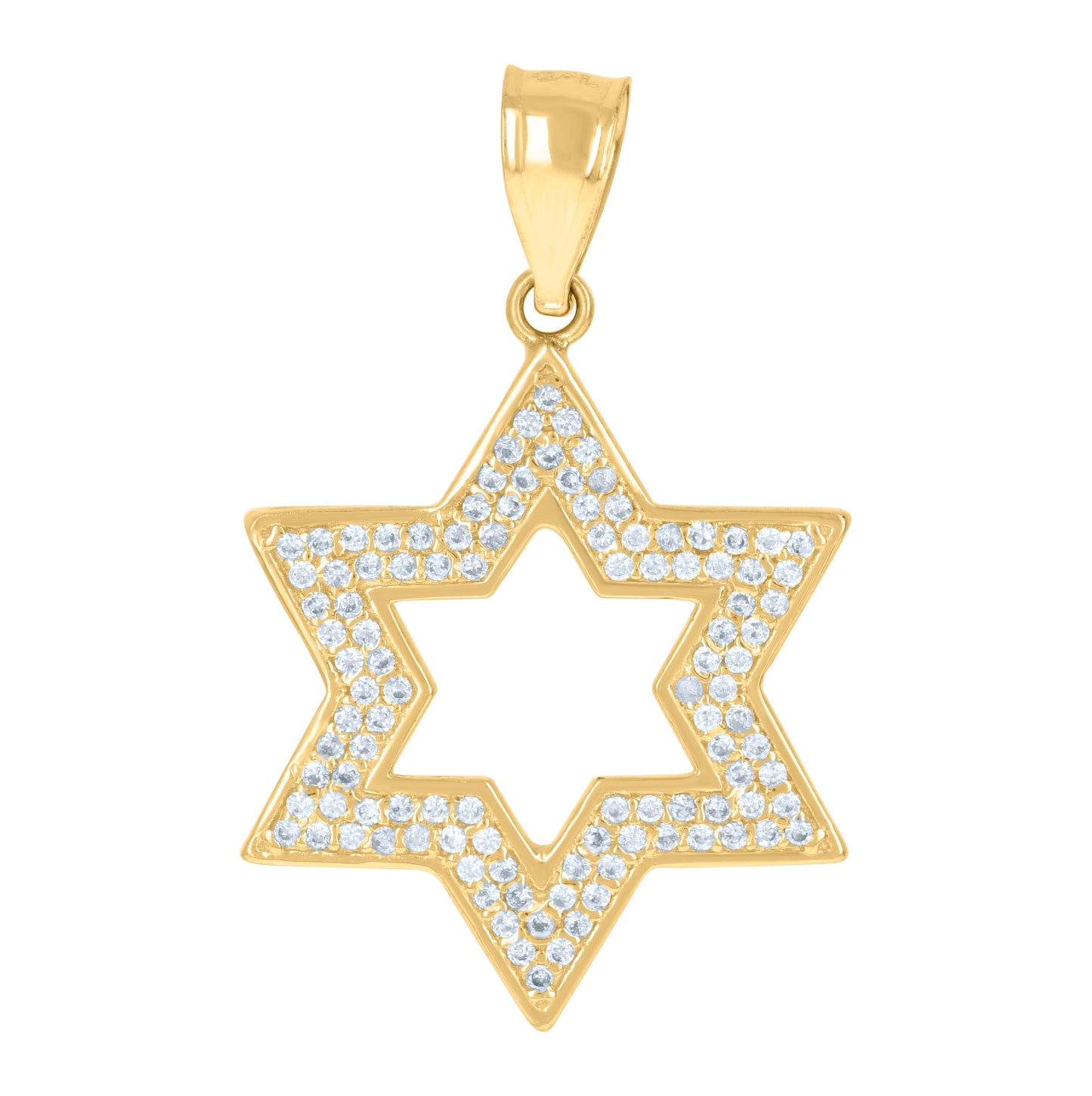 10K Yellow Gold Mens Cubic-Zirconia Star Of David Religious Symbol Charm Pendant