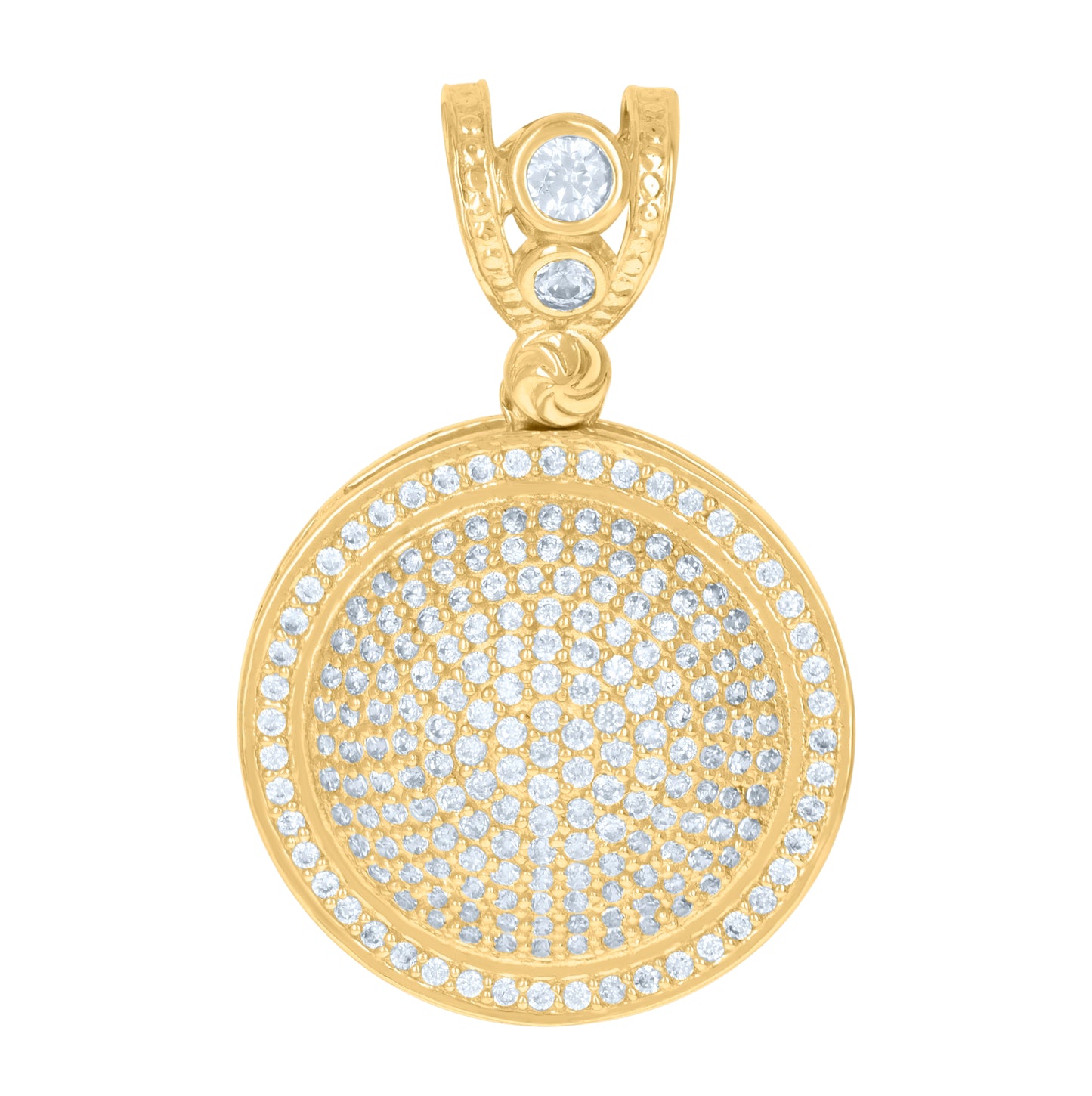 10K Yellow Gold Mens Cubic-Zirconia Cluster Round Fashion Medallion Charm Pendant