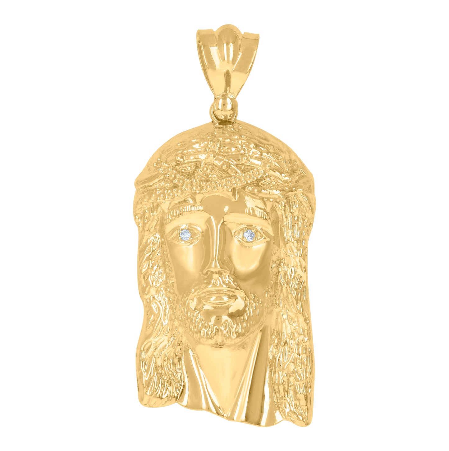 10K Yellow Gold Mens Cubic-Zirconia Jesus Religious Charm Pendant
