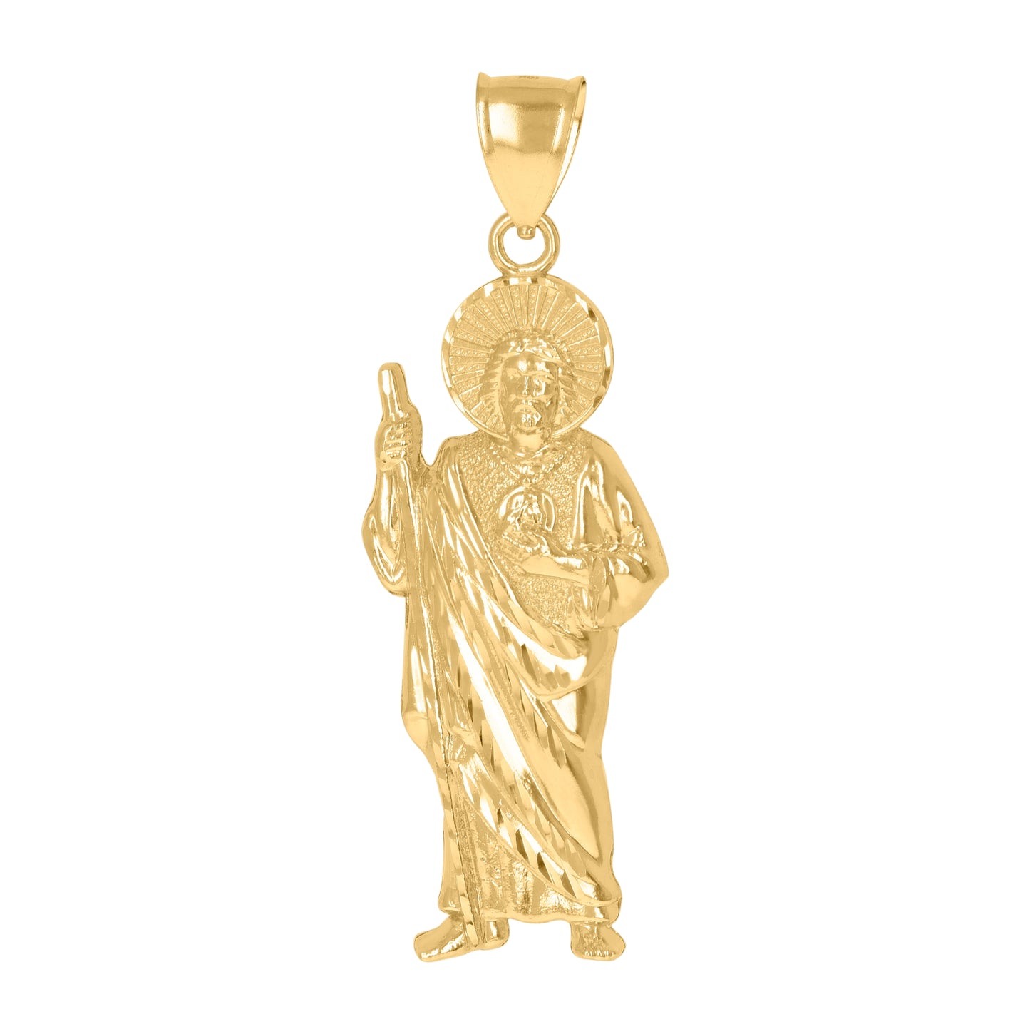 10K Yellow Gold Mens Religious Saint Jude Charm Pendant