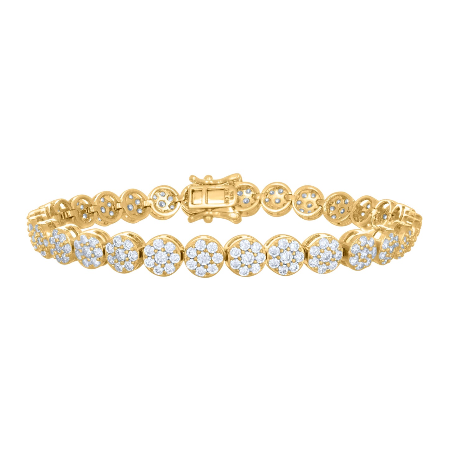 Sterling Silver Yellow-Tone Womens Cubic-Zirconia Fashion Link Bracelet Size 7