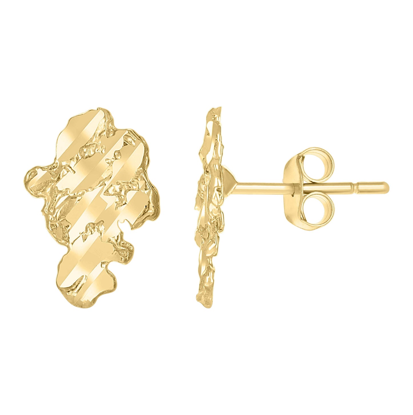 10K Yellow Gold Mens Nugget Stud Earrings