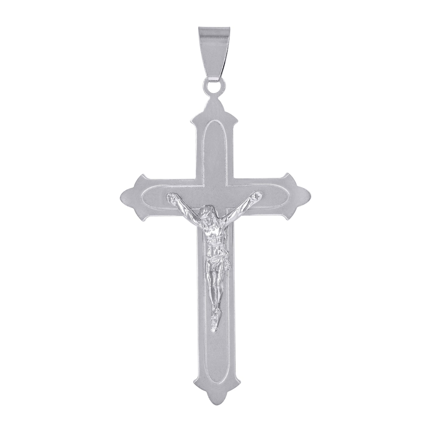 Sterling Silver Mens Religious Crucifix Cross Charm Pendant