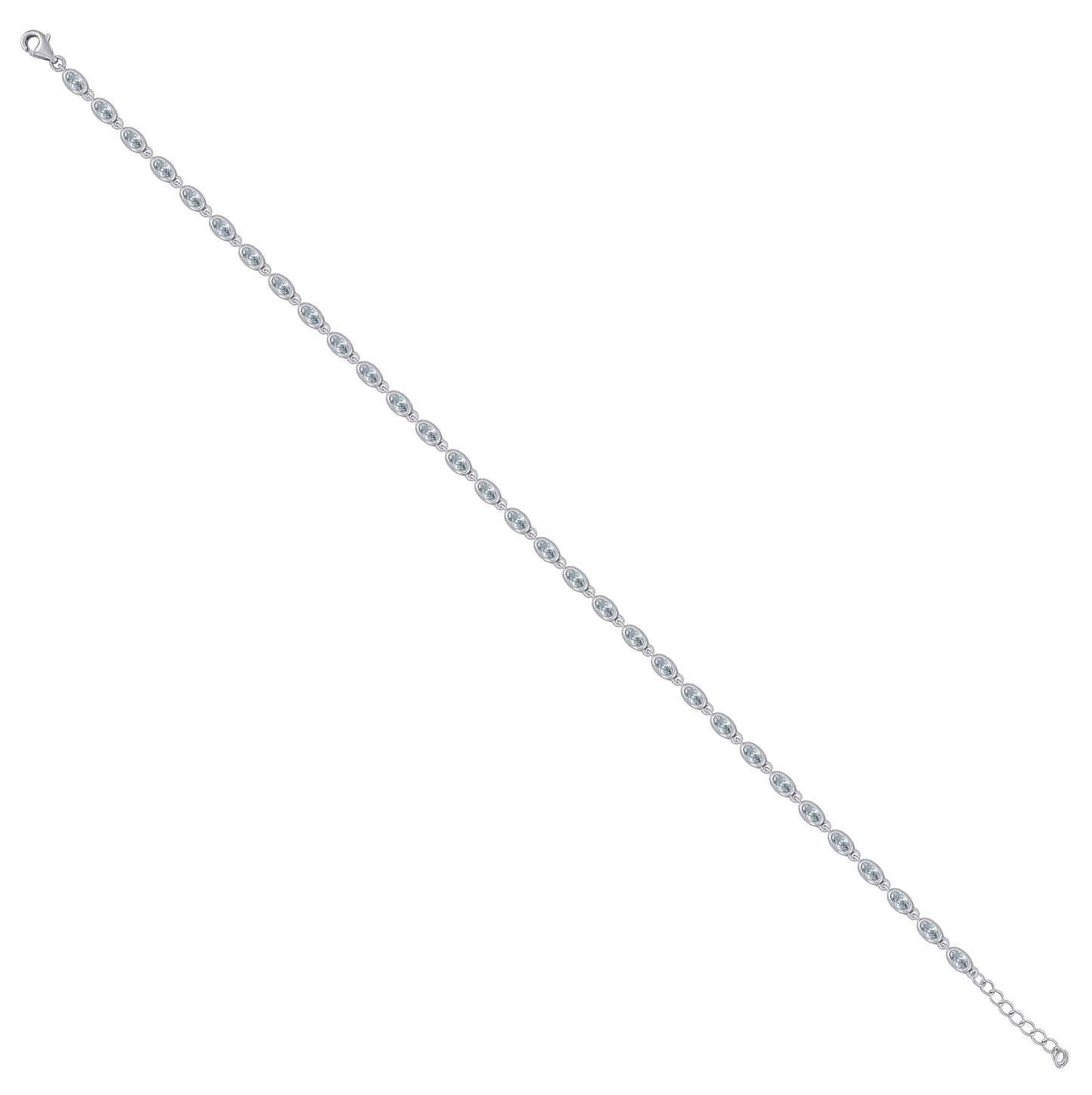 Sterling Silver Womens Cubic-Zirconia Fashion Link Bracelet