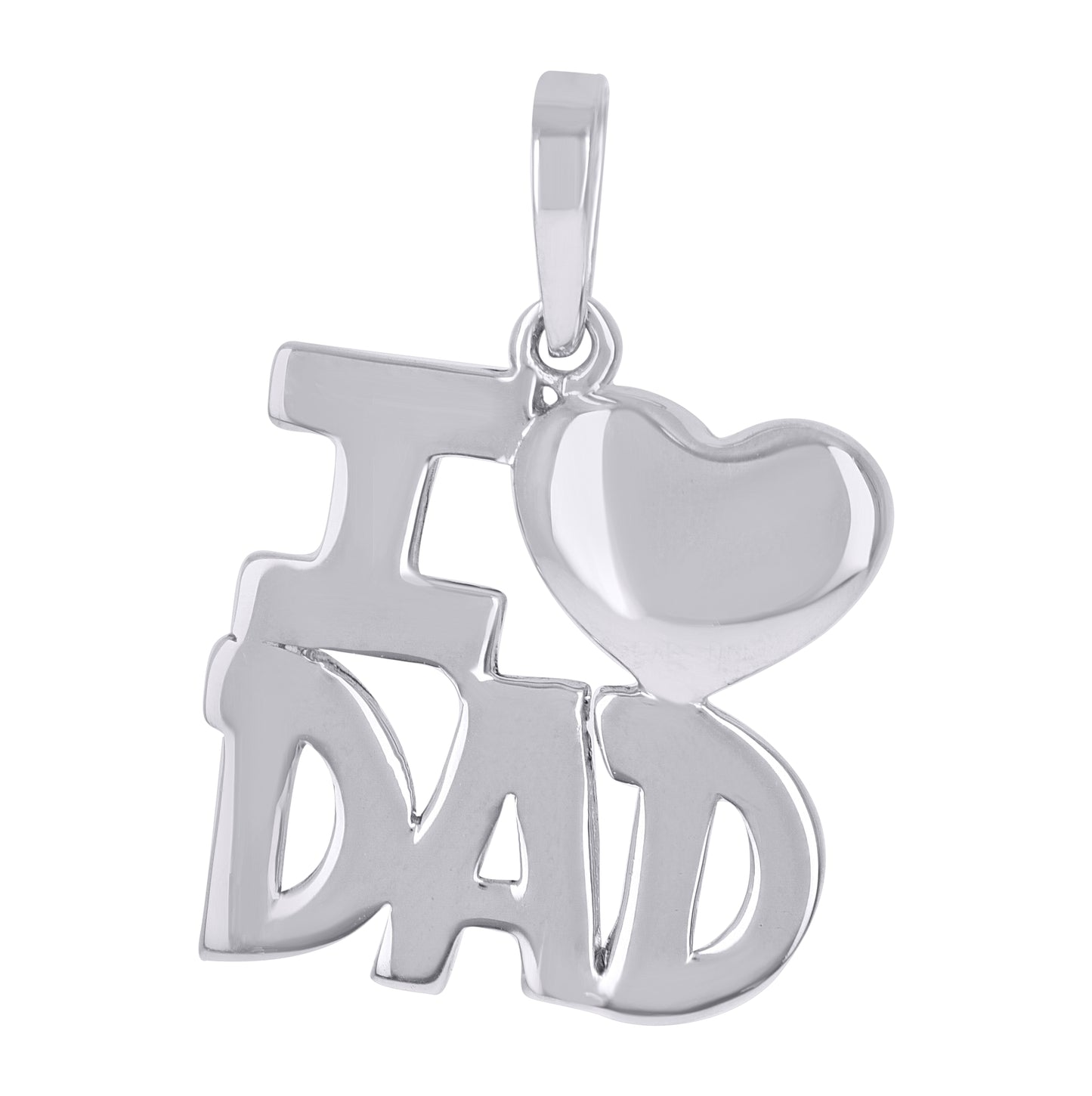 Sterling Silver Unisex I Love Dad Heart Talking Charm Pendant