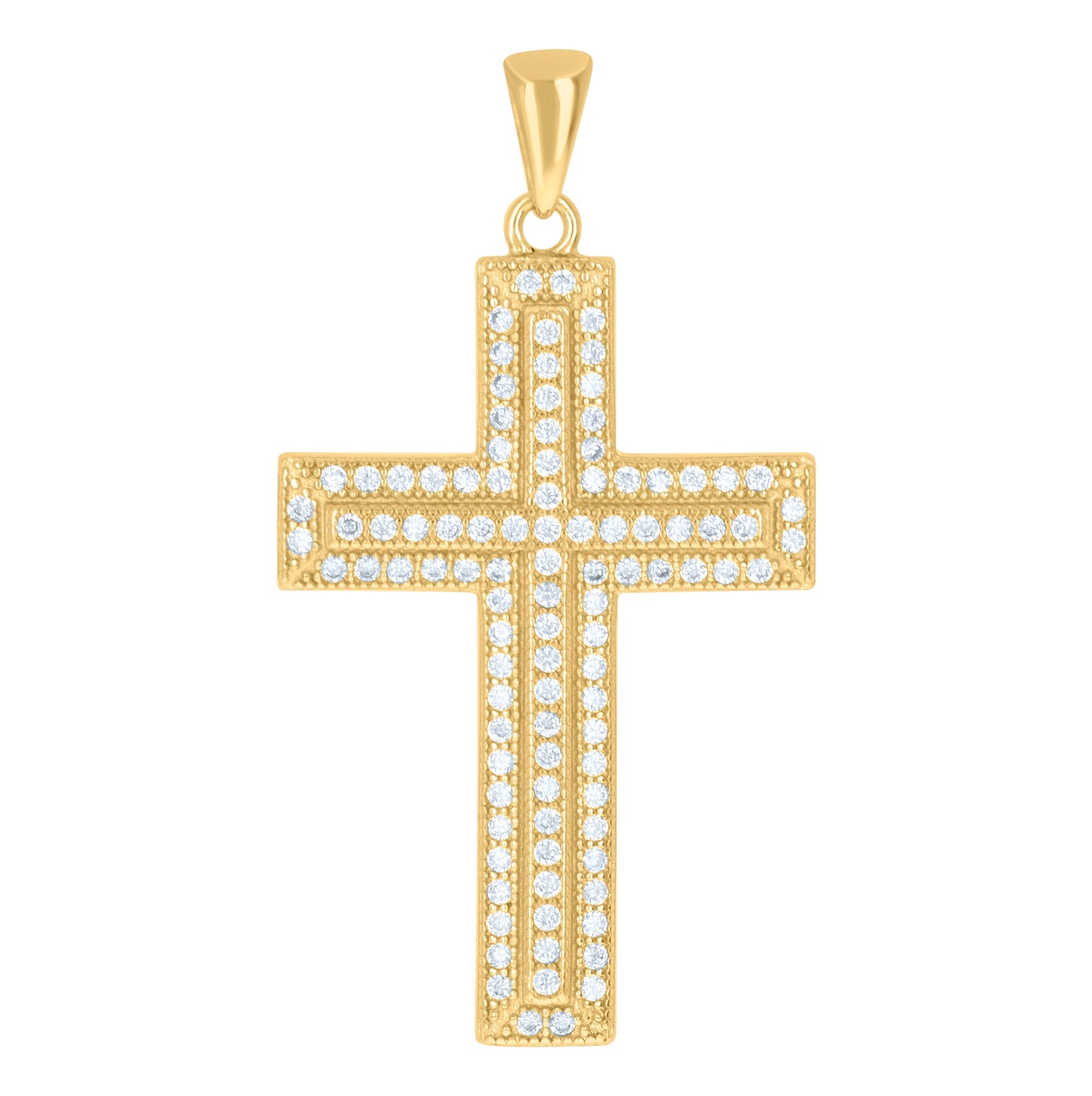 Sterling Silver Unisex Cubic Zirconia Cross Religious Charm Pendant
