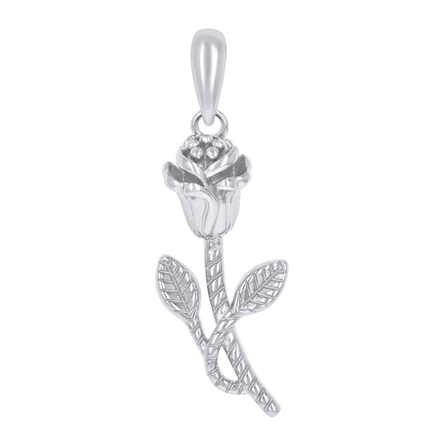 Sterling Silver Womens Rose Flower Charm Pendant