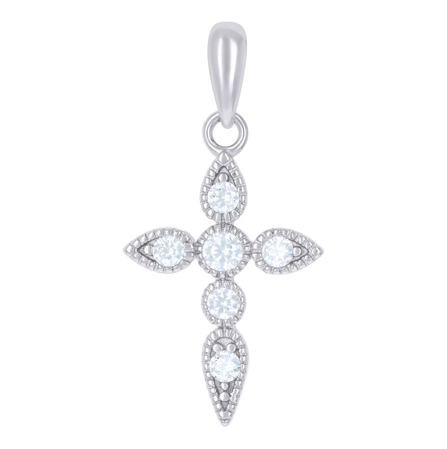 Sterling Silver Womens Cubic-Zirconia Cross Religious Charm Pendant