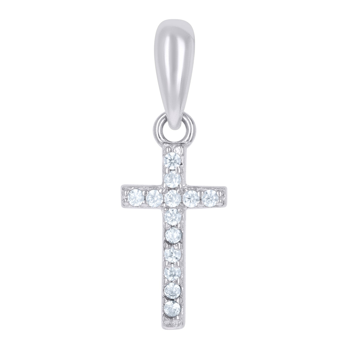 Sterling Silver Womens Cubic-Zirconia Cross Religious Charm Pendant