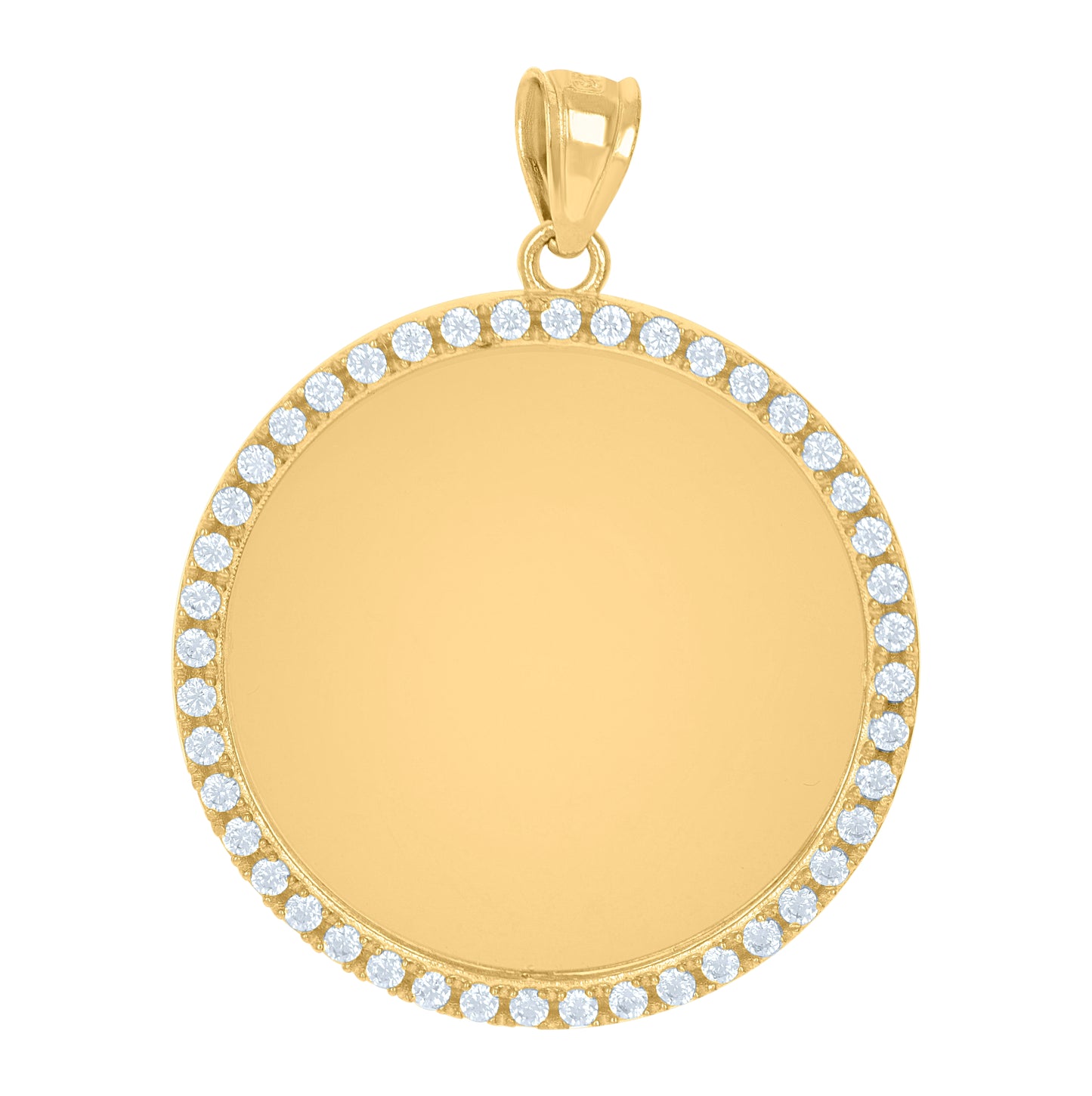 10K Yellow Gold Mens Cubic-Zirconia Medallion Photo Frame Charm Pendant