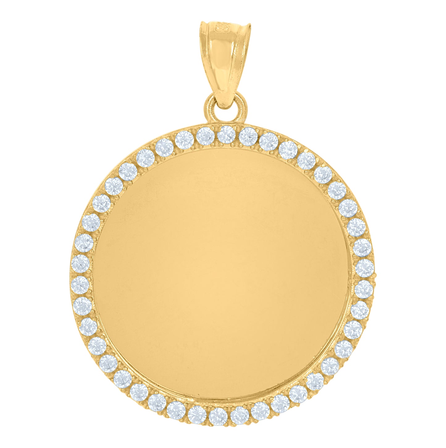 10K Yellow Gold Mens Cubic-Zirconia Medallion Photo Frame Charm Pendant