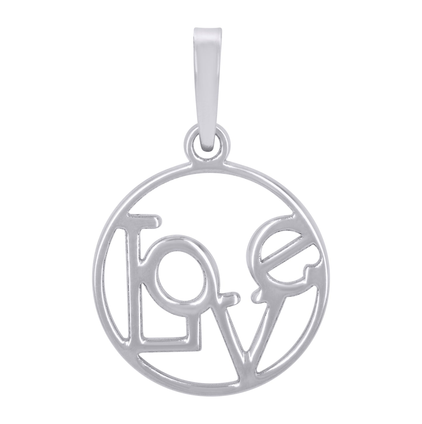 Sterling Silver Womens Love Circle Charm Pendant