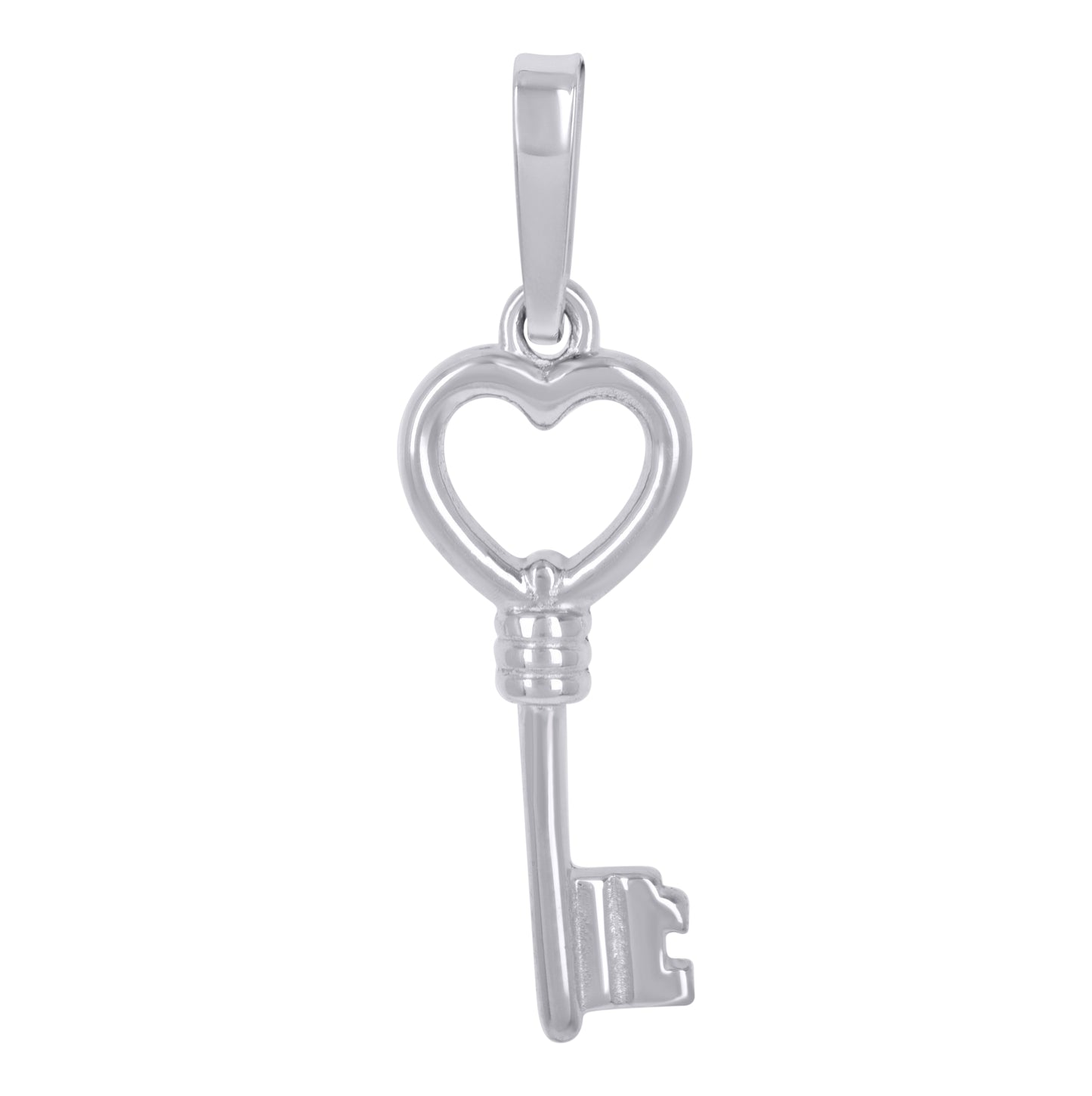 Sterling Silver Unisex Heart Key Charm Pendant