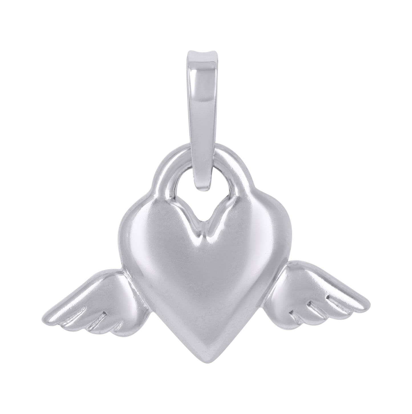 Sterling Silver Womens Flying Heart Charm Pendant