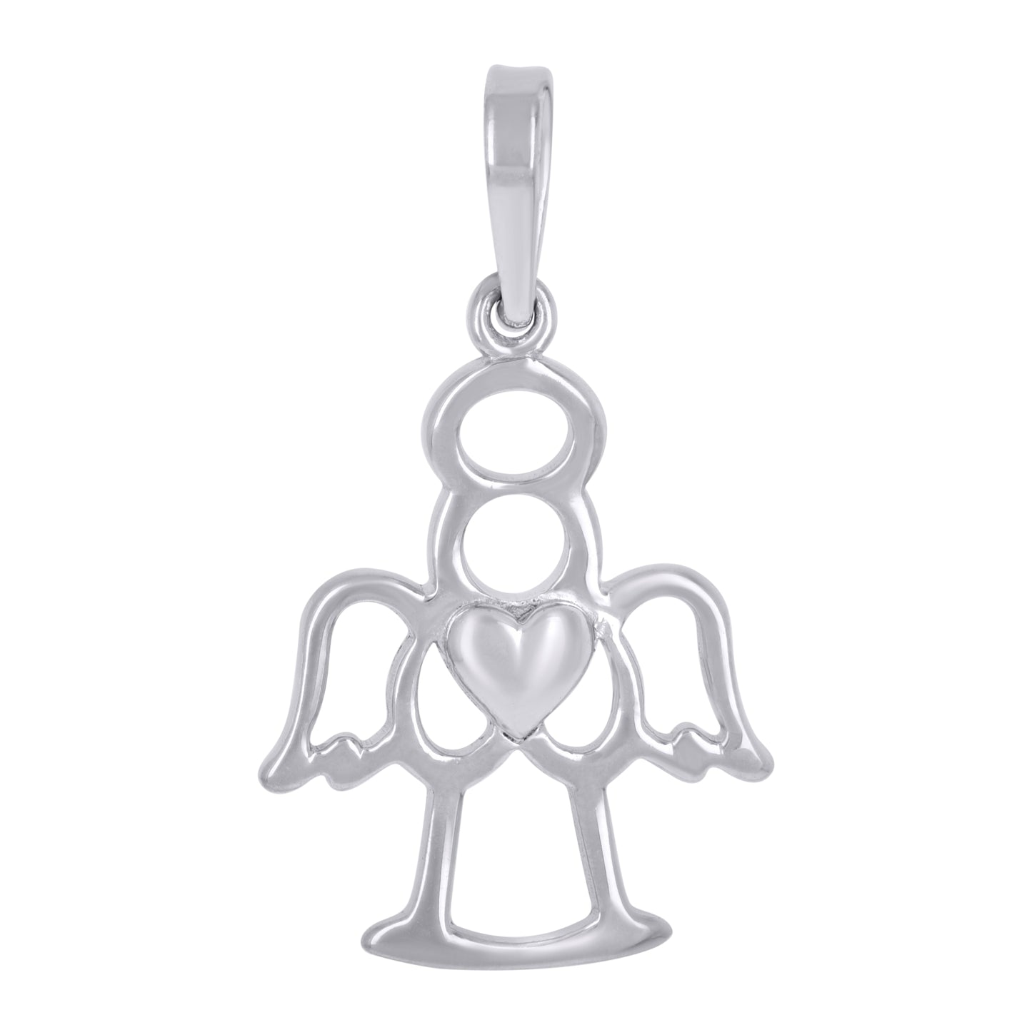 Sterling Silver Unisex Angel With Heart Angle Charm Pendant