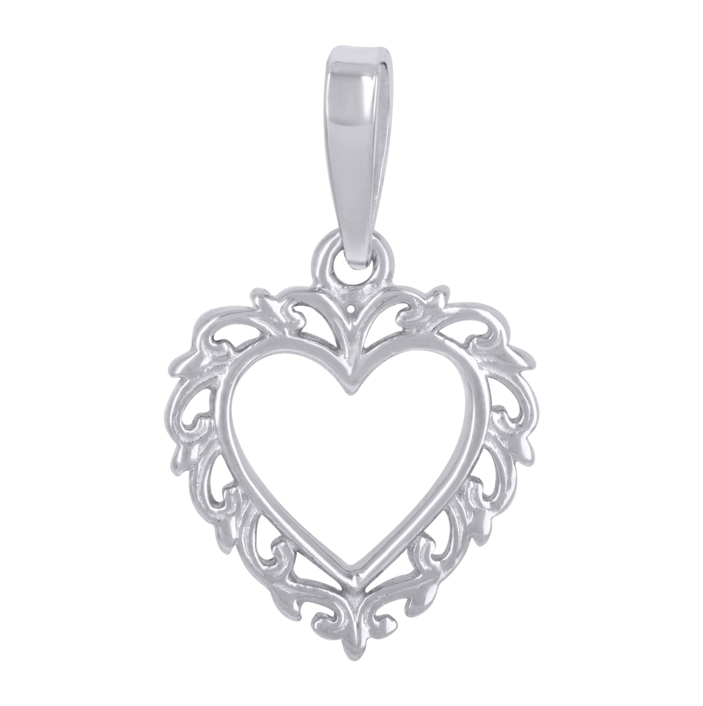 Sterling Silver Womens Heart Charm Pendant