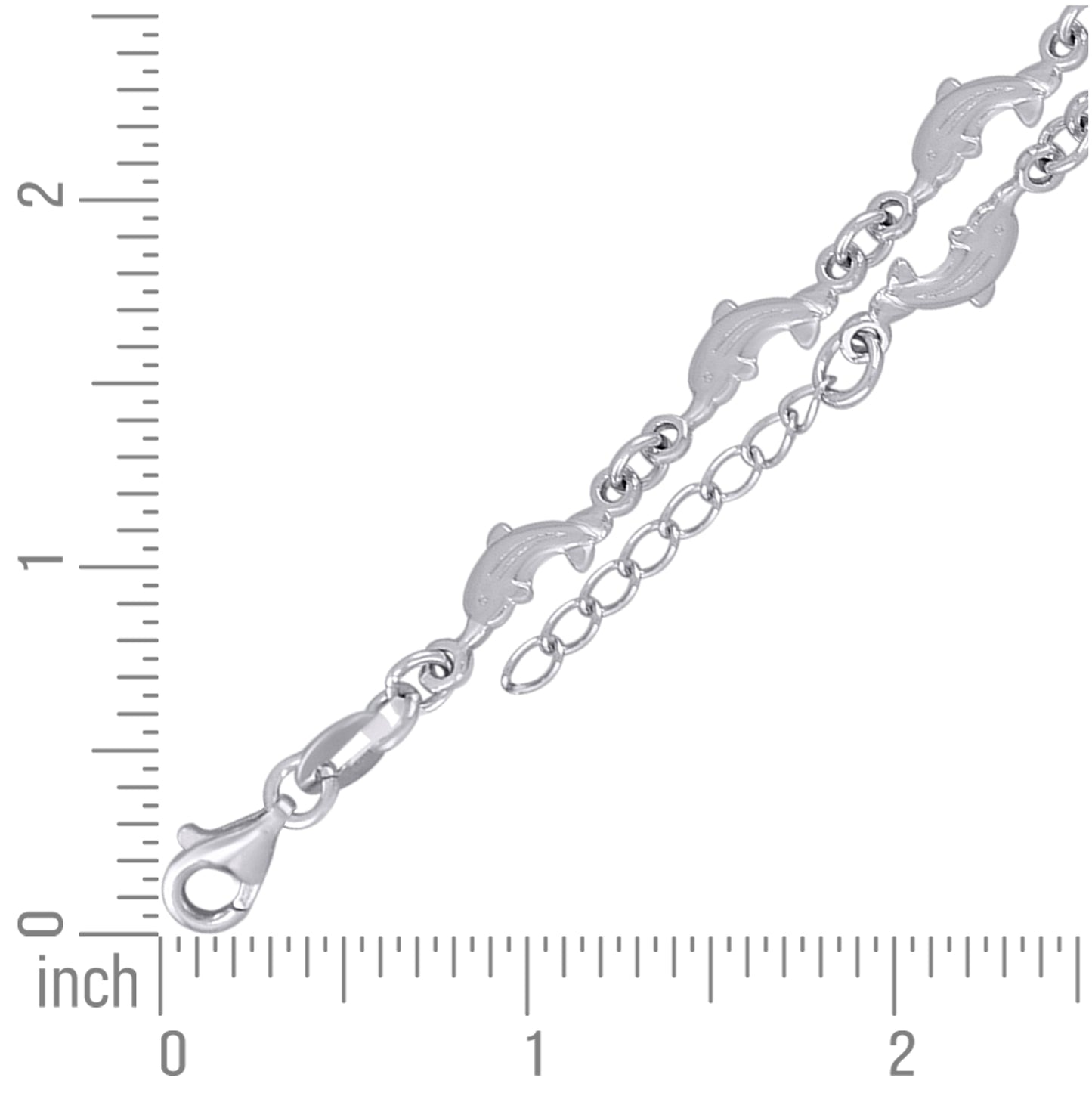 Sterling Silver Womens Dolphin Fashion Link Anklet