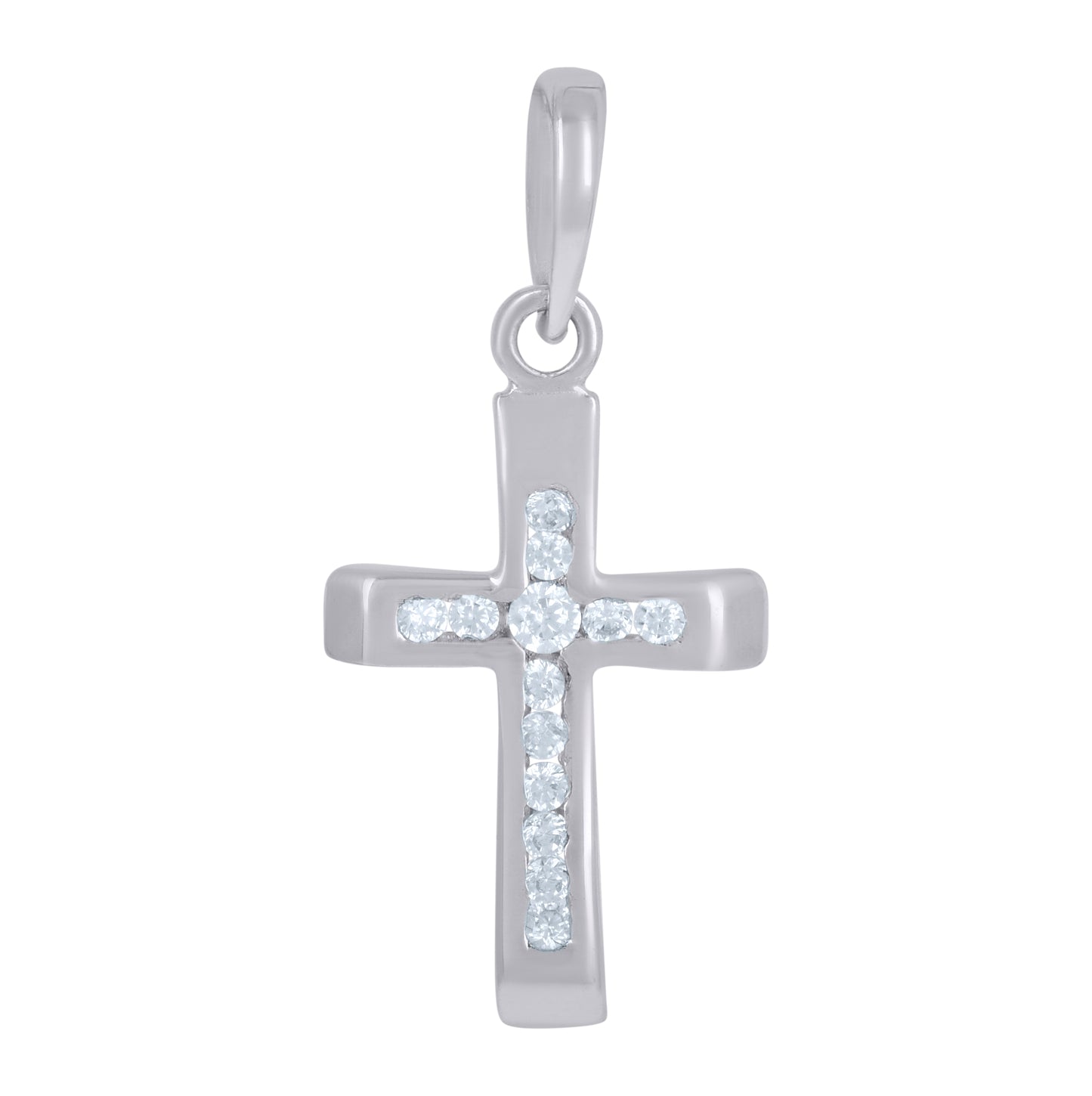 Sterling Silver Unisex Cubic-Zirconia Cross Religious Charm Pendant