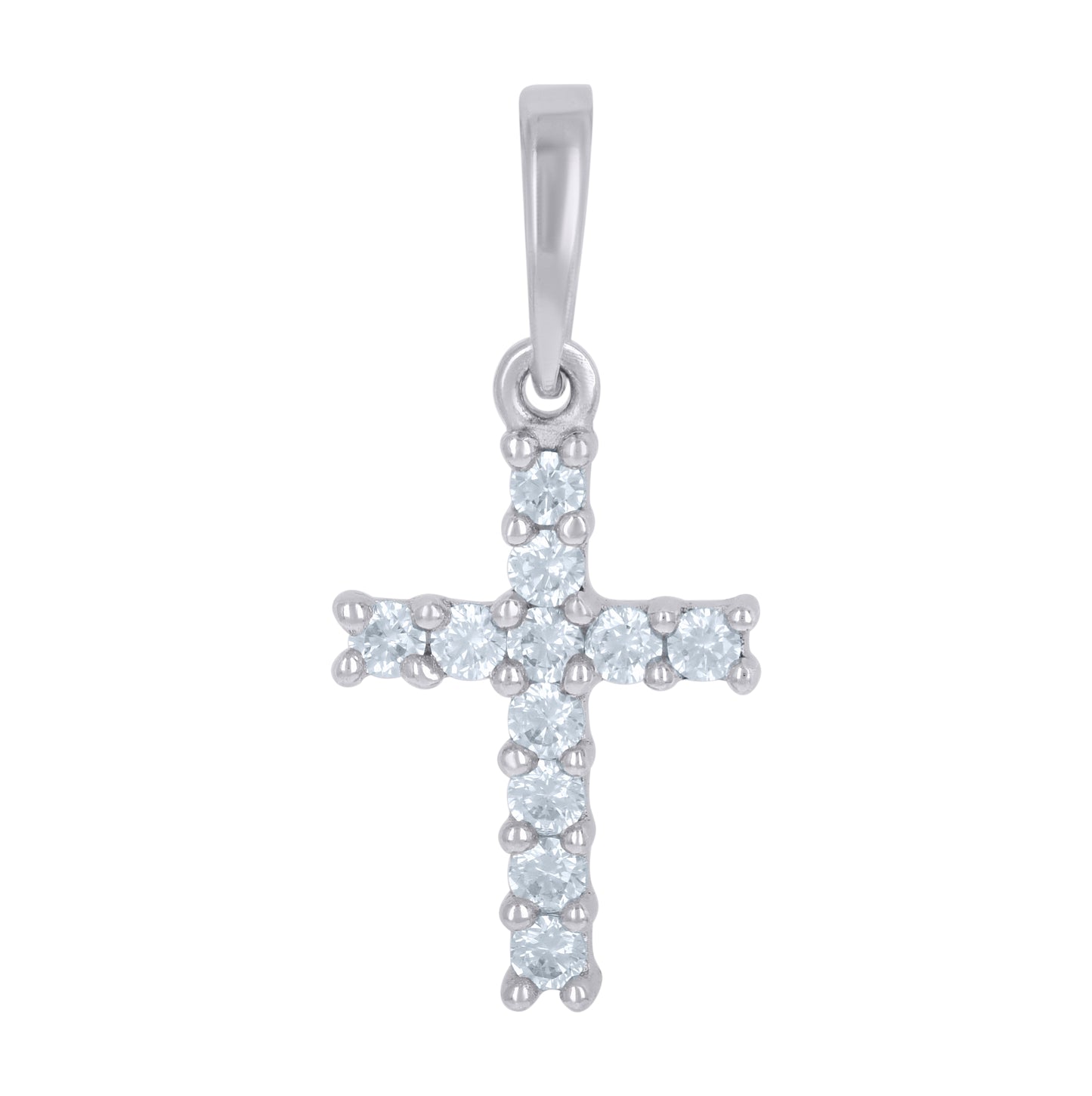 Sterling Silver Unisex Cubic-Zirconia Cross Religious Charm Pendant