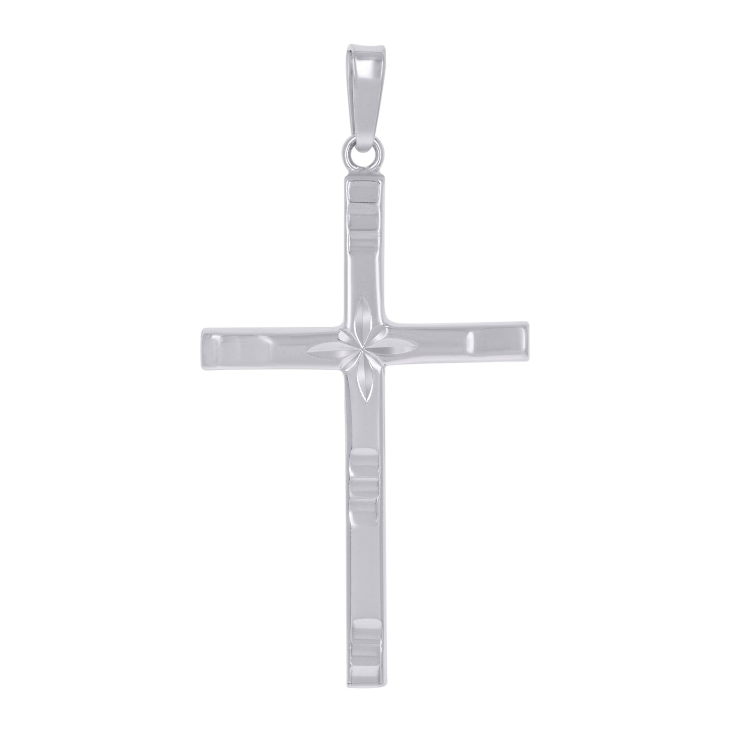 Sterling Silver Unisex Diamond-Cut Cross Religious Charm Pendant