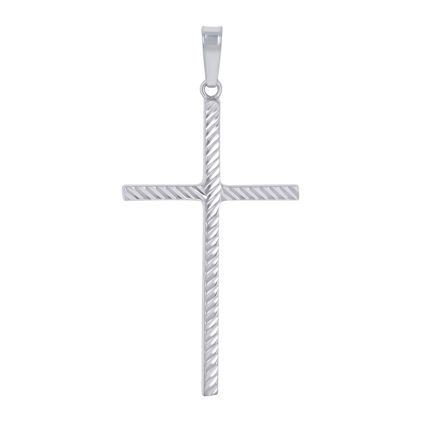 Sterling Silver Unisex Textured Cross Religious Charm Pendant