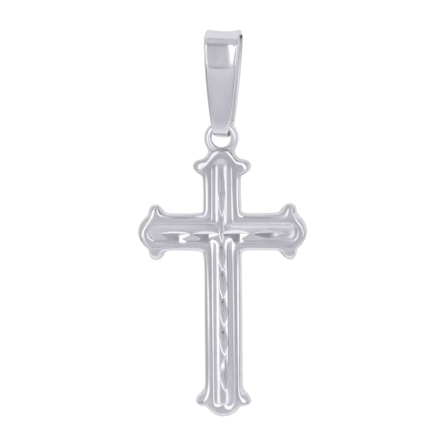 Sterling Silver Unisex Fleur De Lis Cross Religious Charm Pendant