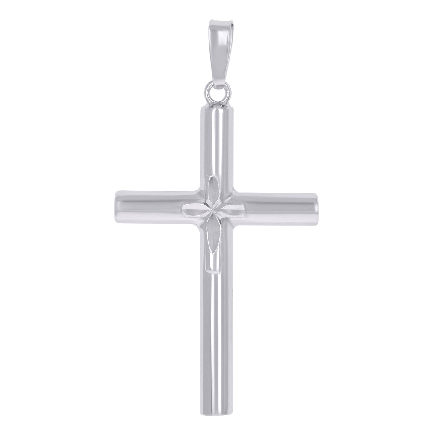 Sterling Silver Unisex Diamond-Cut Cross Religious Charm Pendant