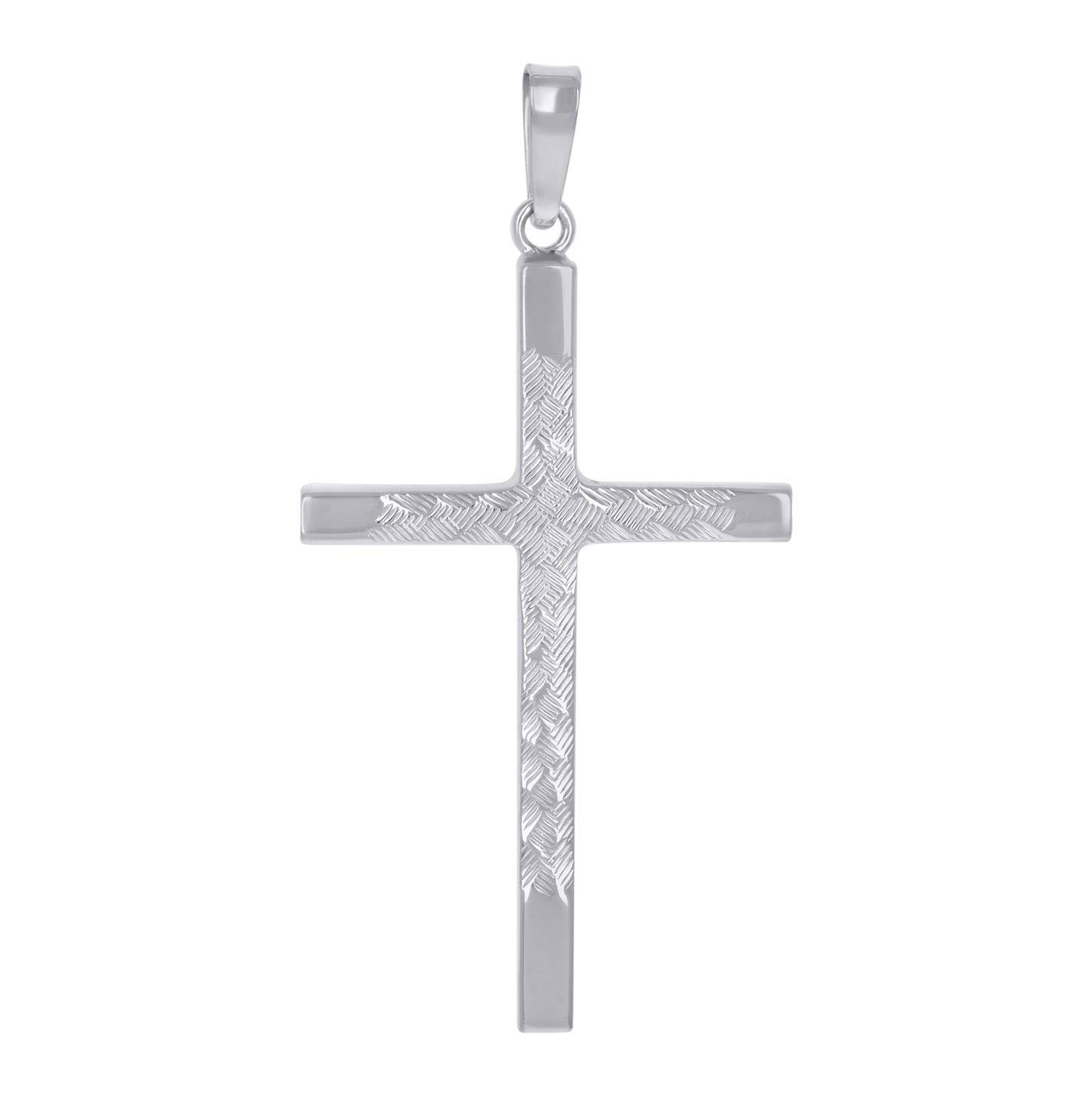 Sterling Silver Unisex Diamond-Cut Cross Religious Charm Pendant