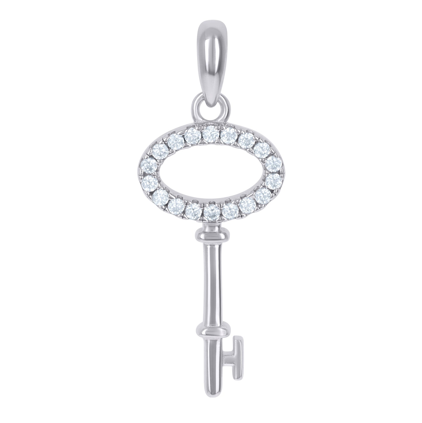 Sterling Silver Mens Cubic-Zirconia Key Charm Pendant