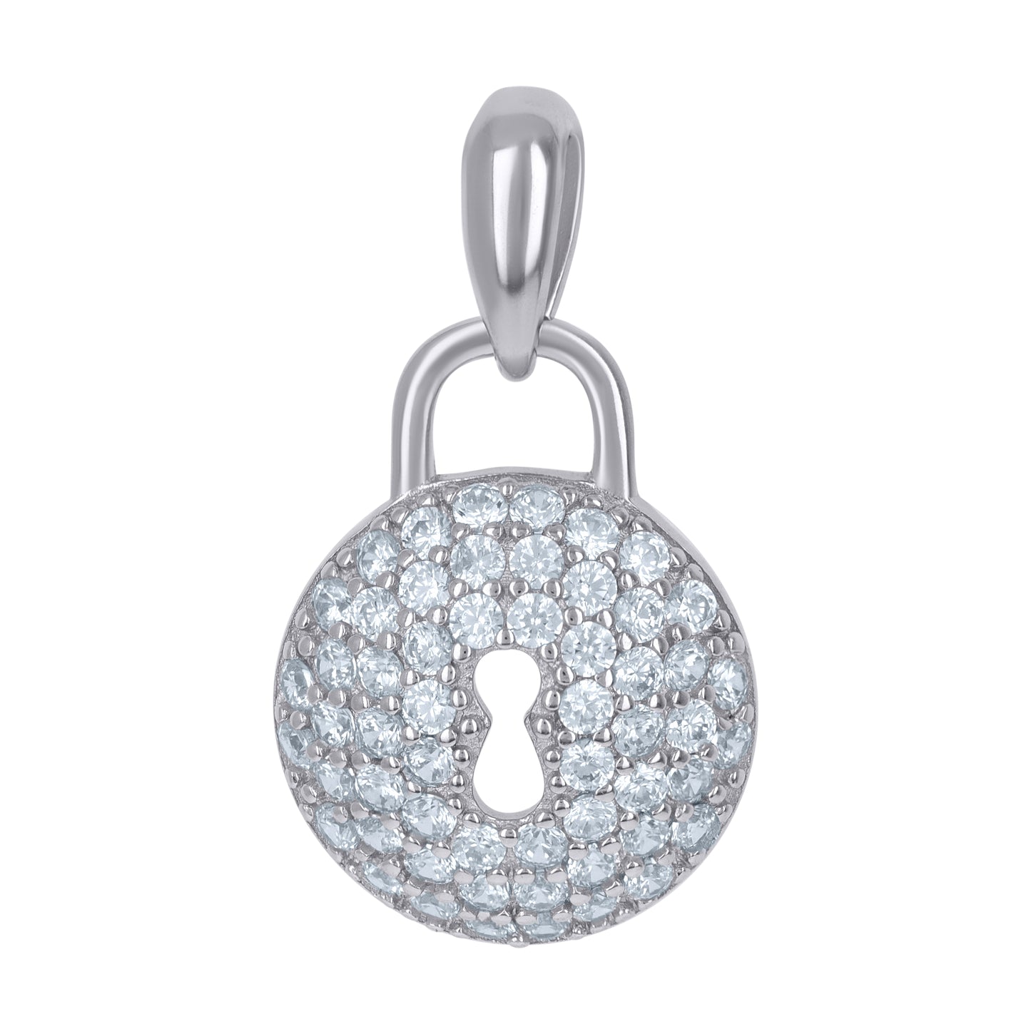 Sterling Silver Mens Cubic-Zirconia Lock Charm Pendant
