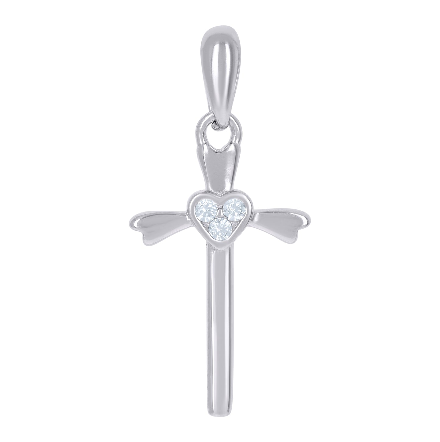Sterling Silver Womens Cubic-Zirconia Cross Religious Charm Pendant