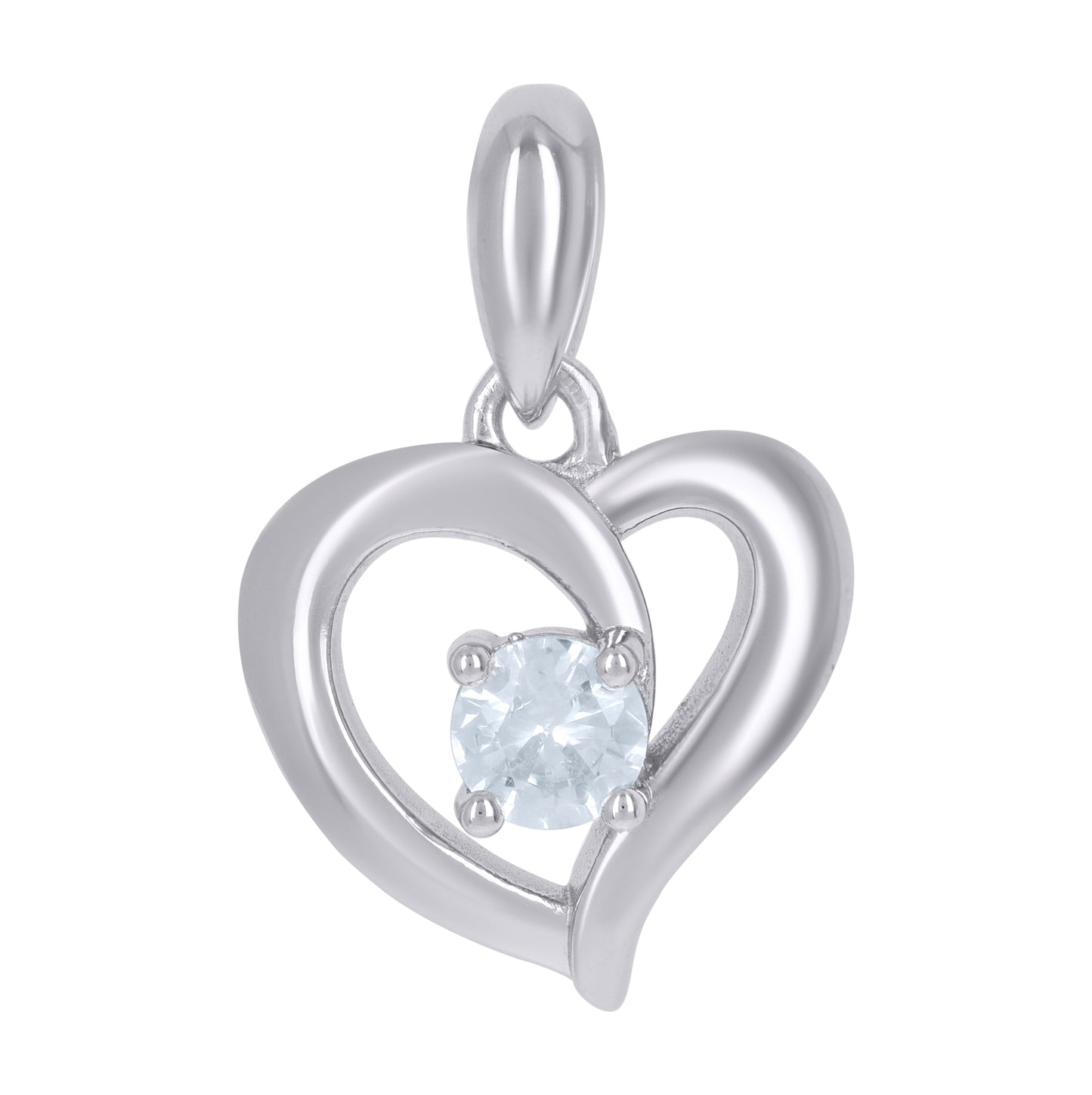 Sterling Silver Womens Cubic-Zirconia Heart Love Charm Pendant