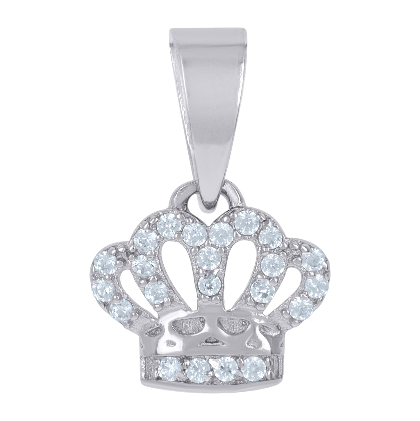 Sterling Silver Womens Cubic-Zirconia Crown Fashion Charm Pendant