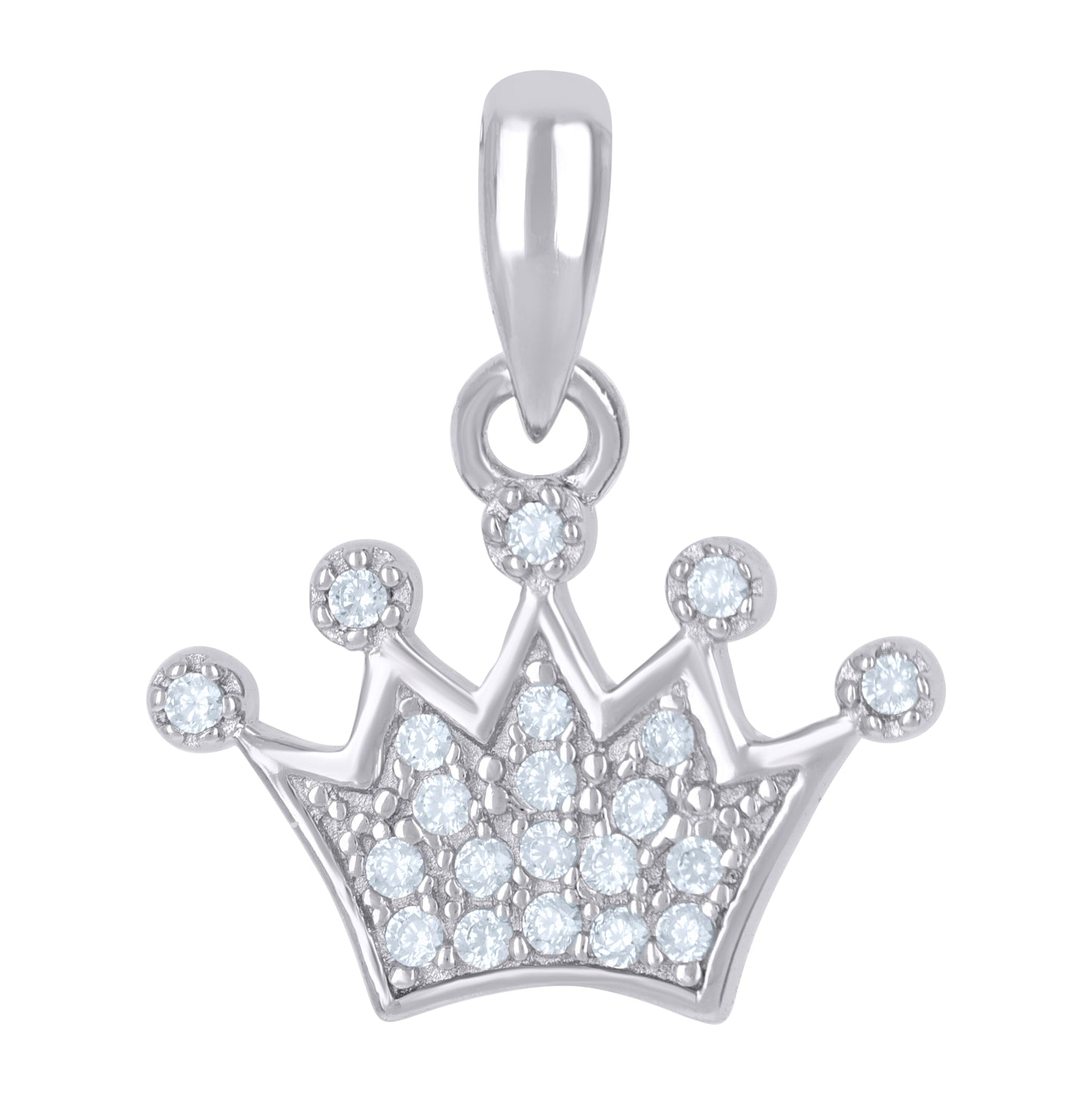 Sterling Silver Womens Cubic-Zirconia Crown Fashion Charm Pendant