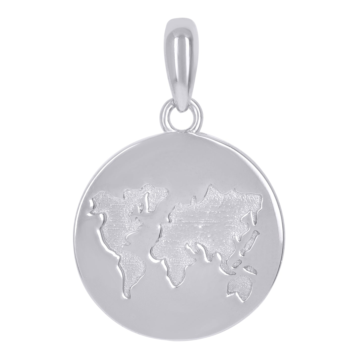 Sterling Silver Mens World Map Globe Charm Pendant