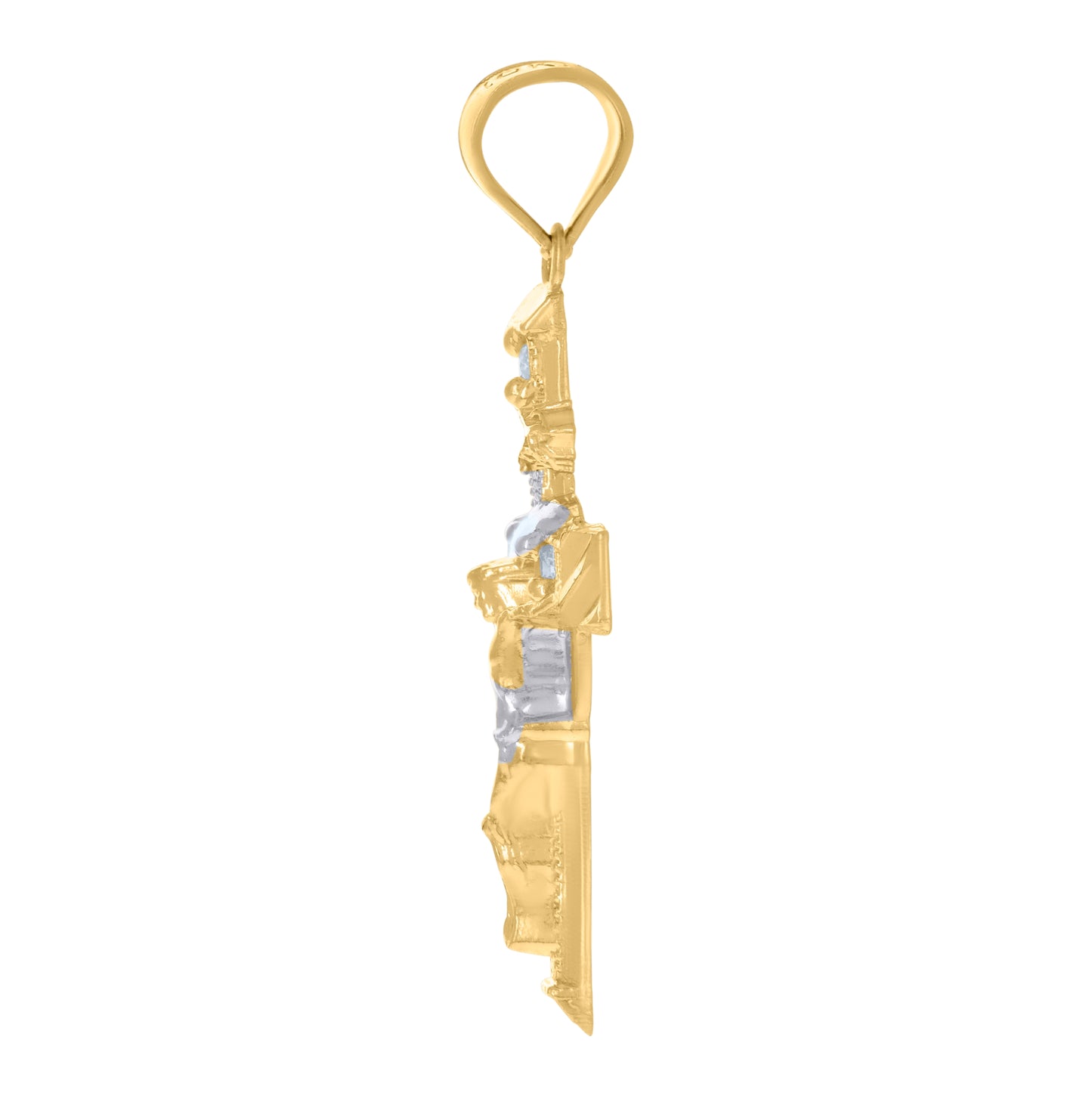 10K Two-Tone Gold Unisex Cubic-Zirconia Crucifix Cross Religious Charm Pendant