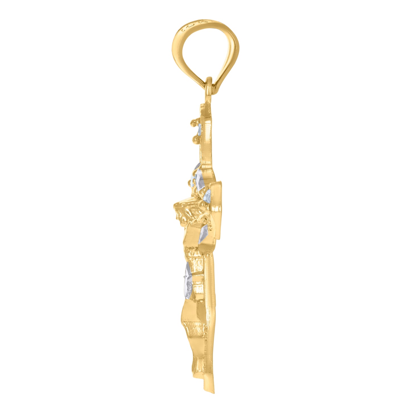 10K Two-Tone Gold Unisex Cubic-Zirconia Crucifix Cross Religious Charm Pendant