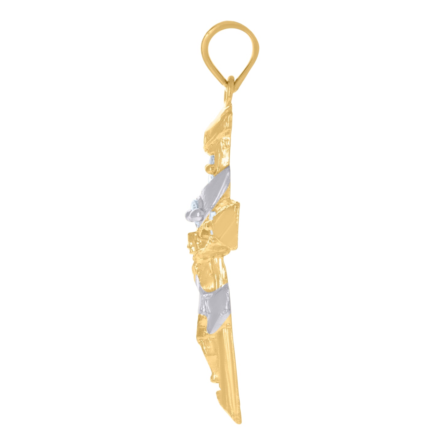 10K Two-Tone Gold Unisex Cubic-Zirconia Crucifix Cross Religious Charm Pendant