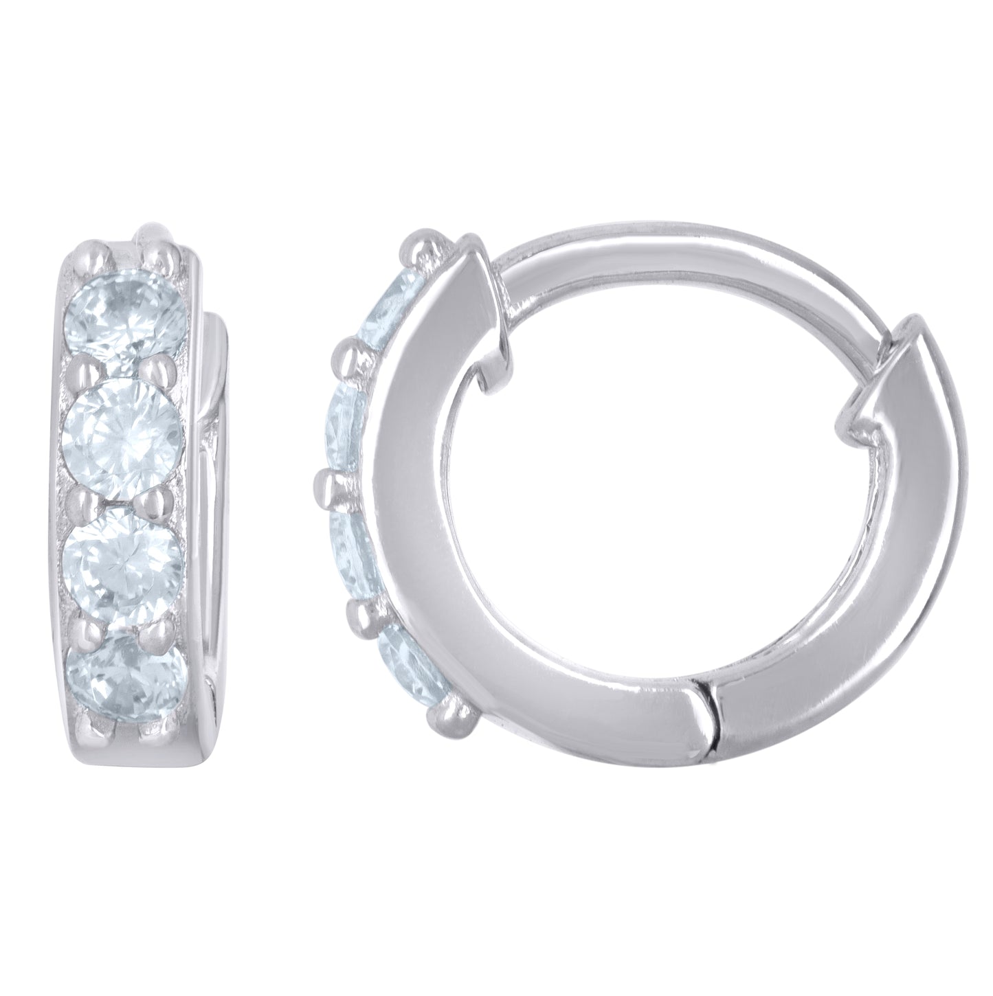 Sterling Silver Womens Cubic-Zirconia Single Row Hoop Huggies Earrings