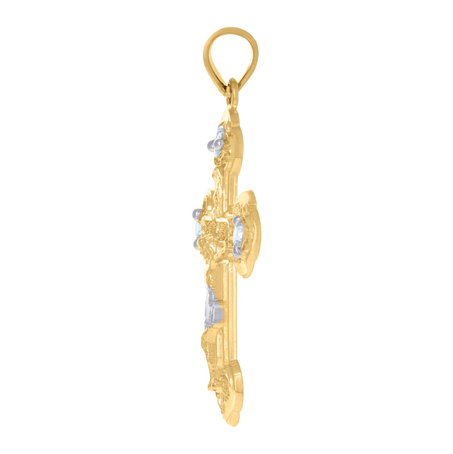 10K Two-Tone Gold Unisex Cubic-Zirconia Crucifix Cross Religious Charm Pendant