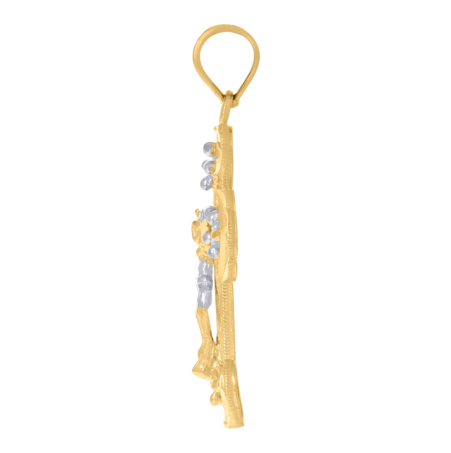 10K Two-Tone Gold Unisex Cubic-Zirconia Crucifix Cross Religious Charm Pendant
