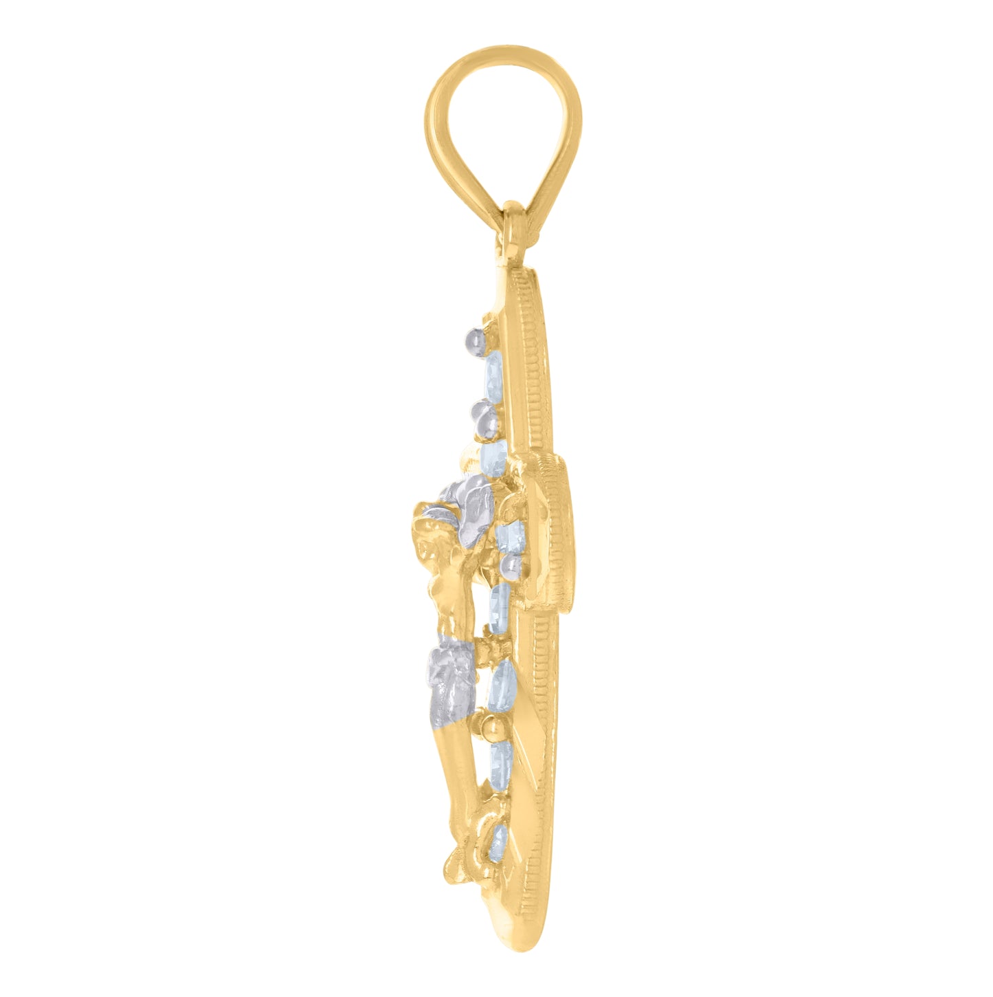 10K Two-Tone Gold Unisex Cubic-Zirconia Crucifix Cross Religious Charm Pendant