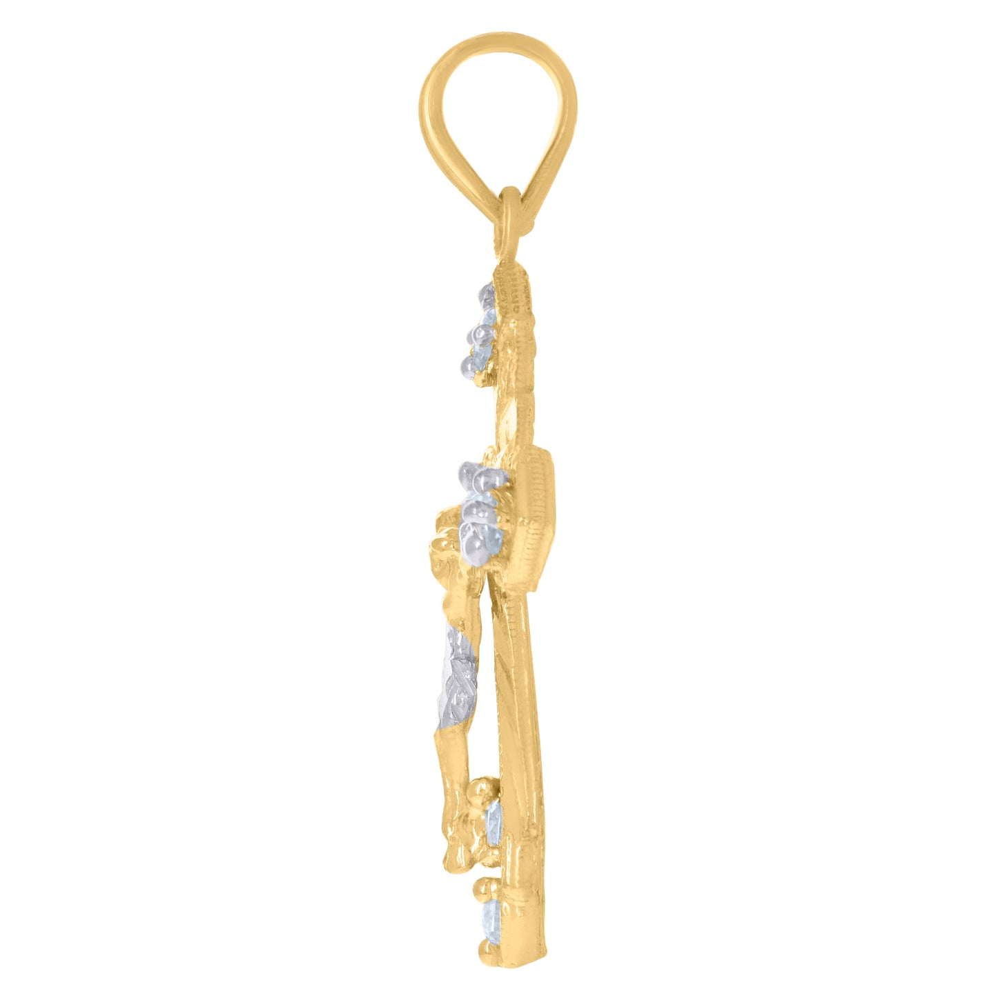 10K Two-Tone Gold Unisex Cubic-Zirconia Crucifix Cross Religious Charm Pendant