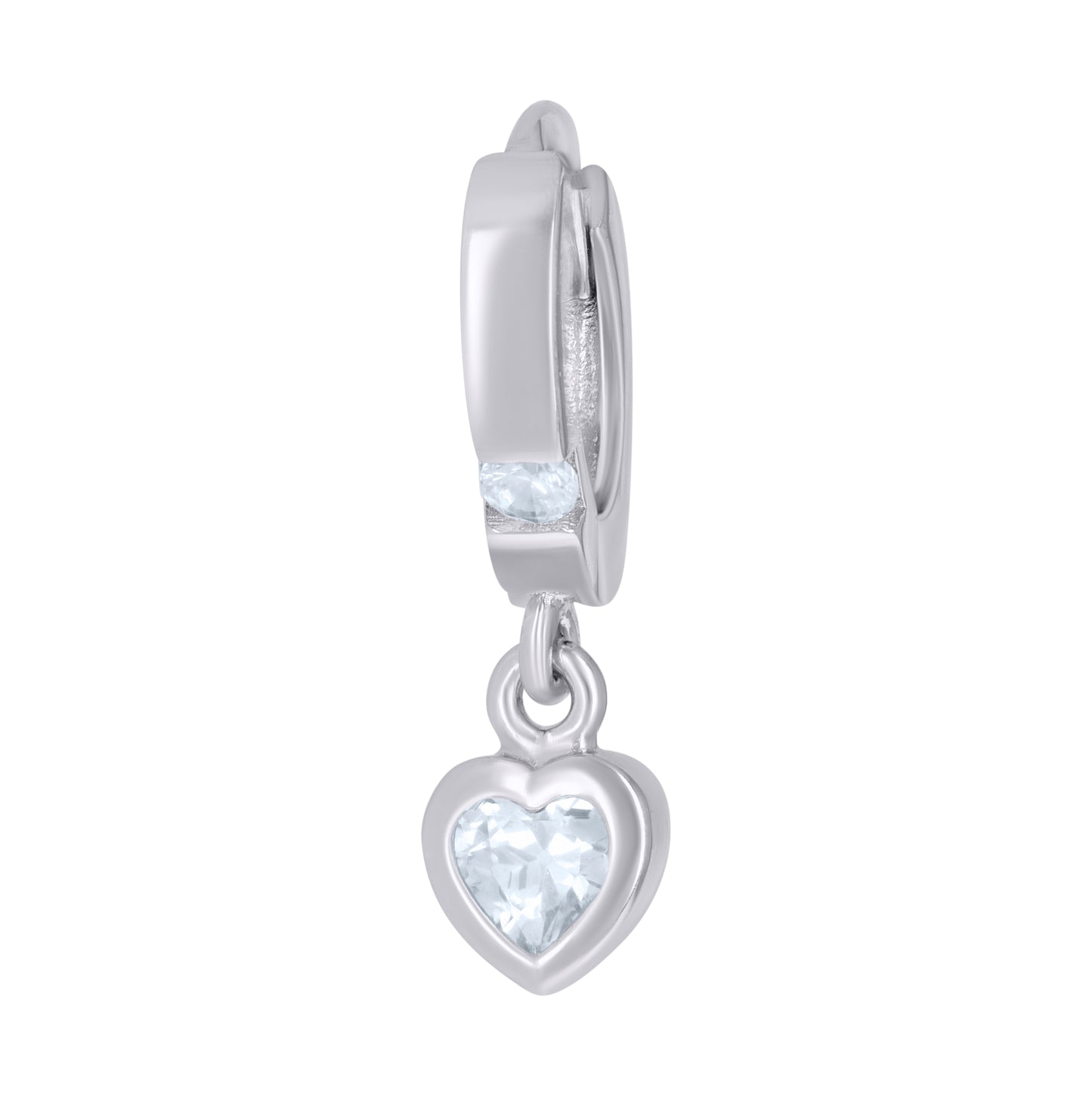 Sterling Silver Womens Heart Round Cubic-Zirconia Heart Endless Dangle Hoop Earrings