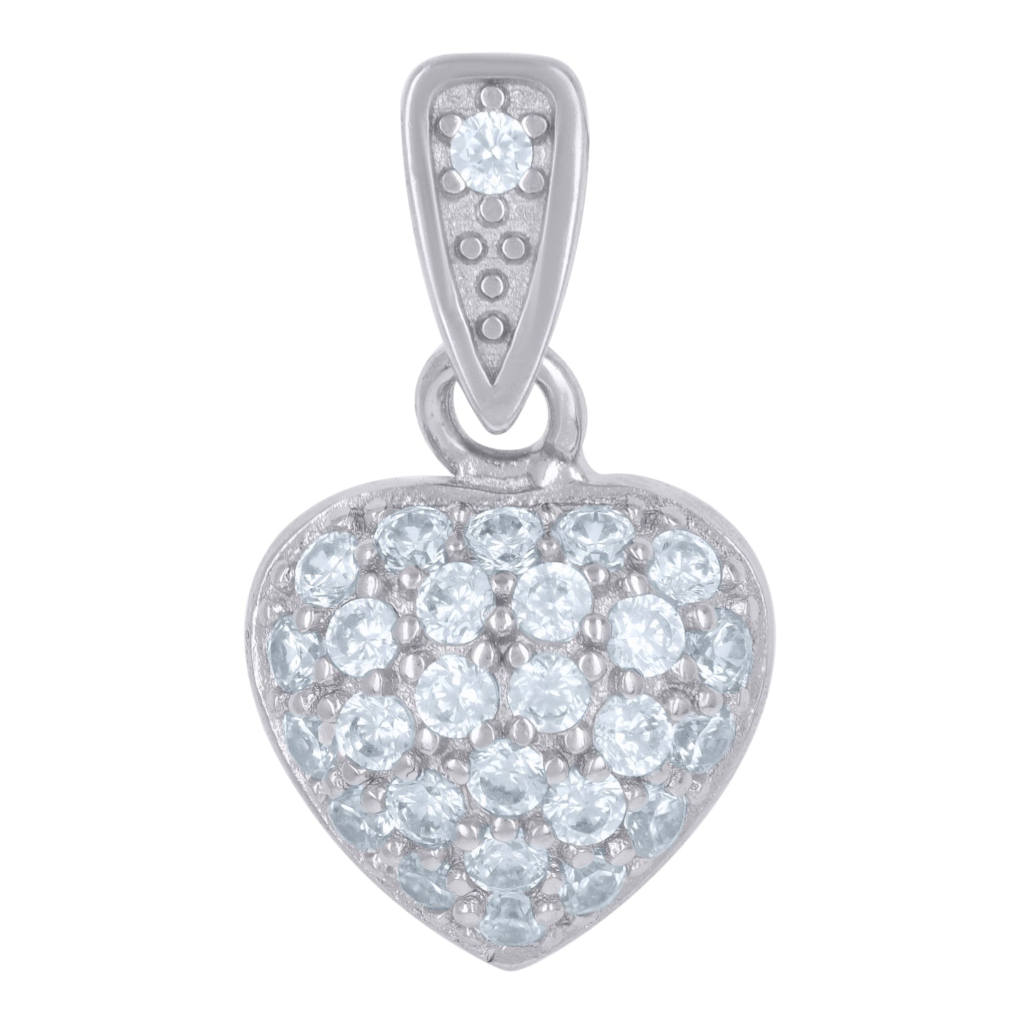 Sterling Silver Womens Cubic-Zirconia Heart Charm Pendant